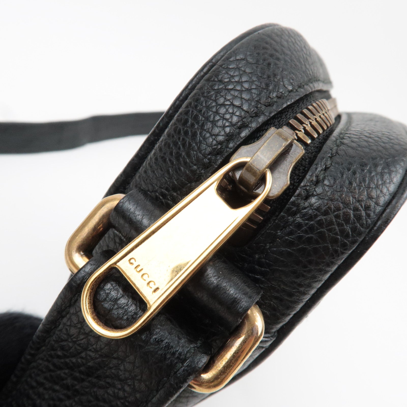 GUCCI Webbing Line Logo Shoulder Bag Leather Black 574803