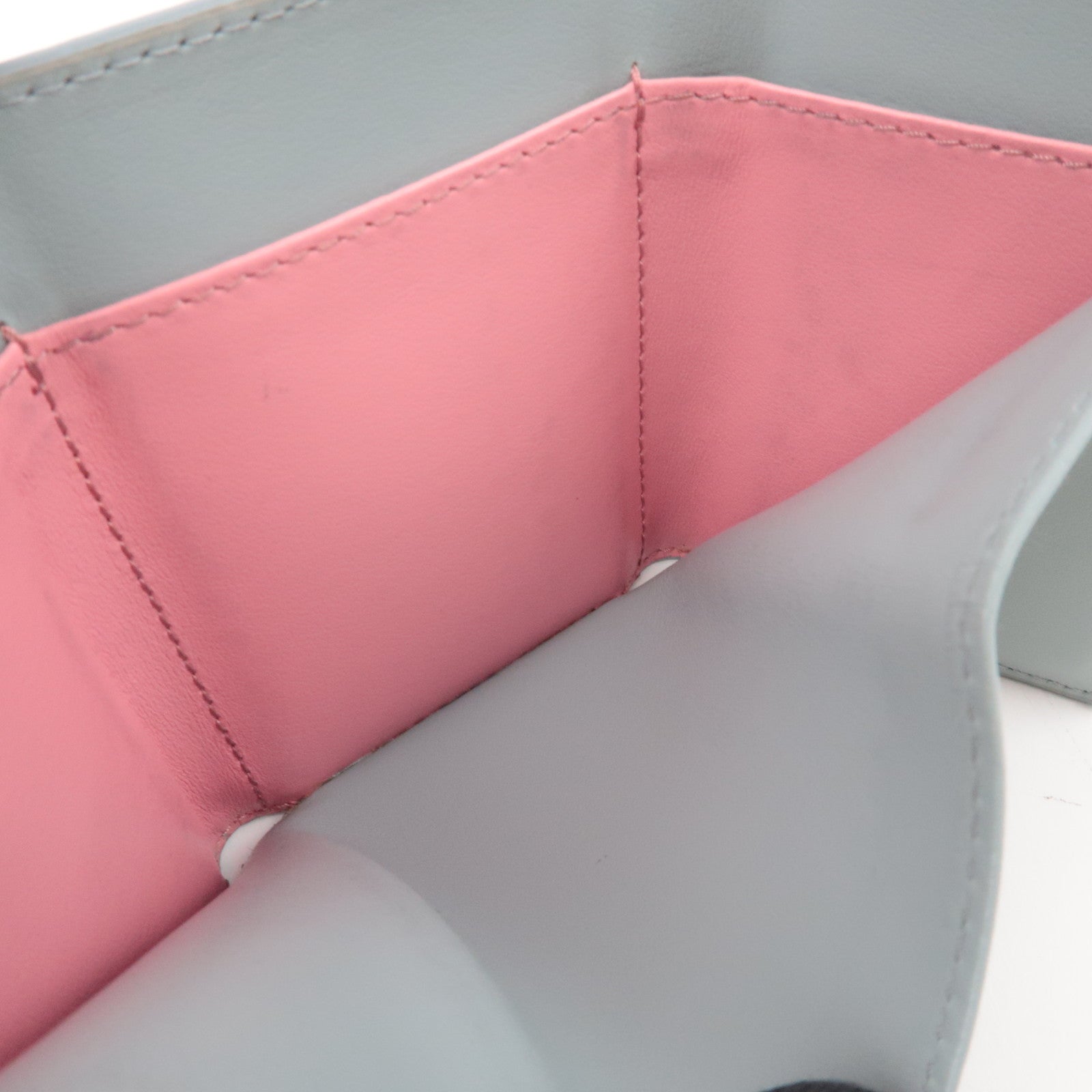 MIU MIU Heart Print Tri-Fold Wallet Leather Light Blue 5MH020 *Box, G card