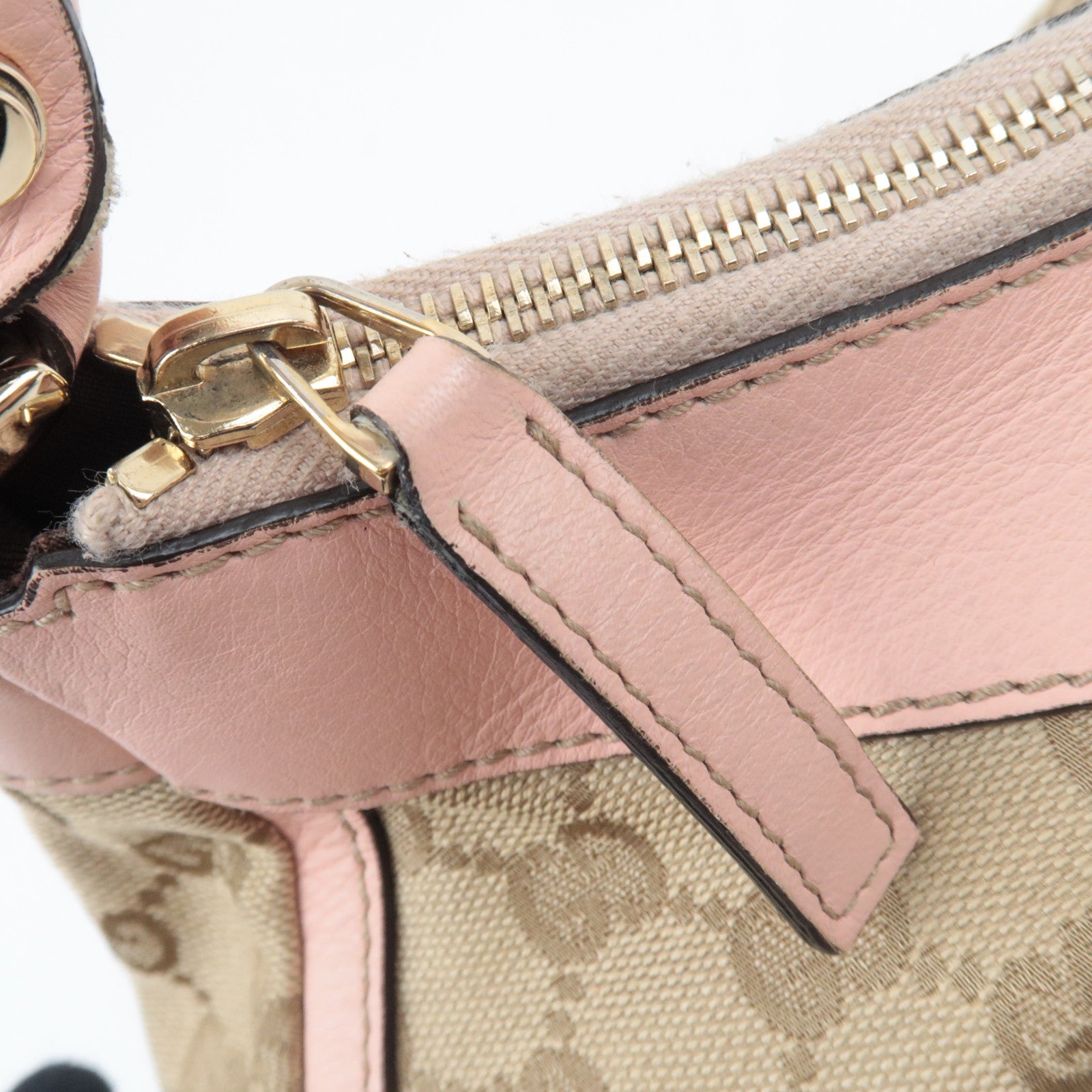 GUCCI Abby One Shoulder Bag GG Canvas Leather Beige Pink 190525 *Dust bag