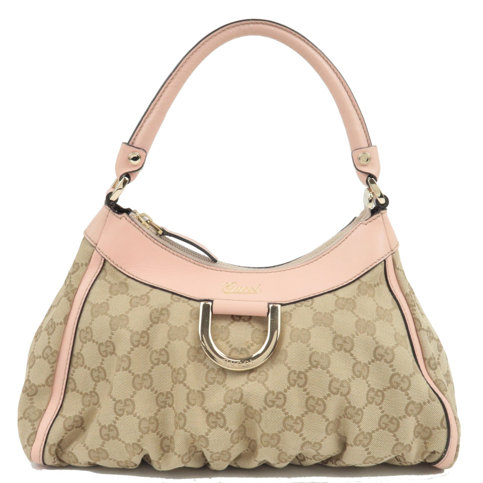 GUCCI Abby One Shoulder Bag GG Canvas Leather Beige Pink 190525 *Dust bag79035
