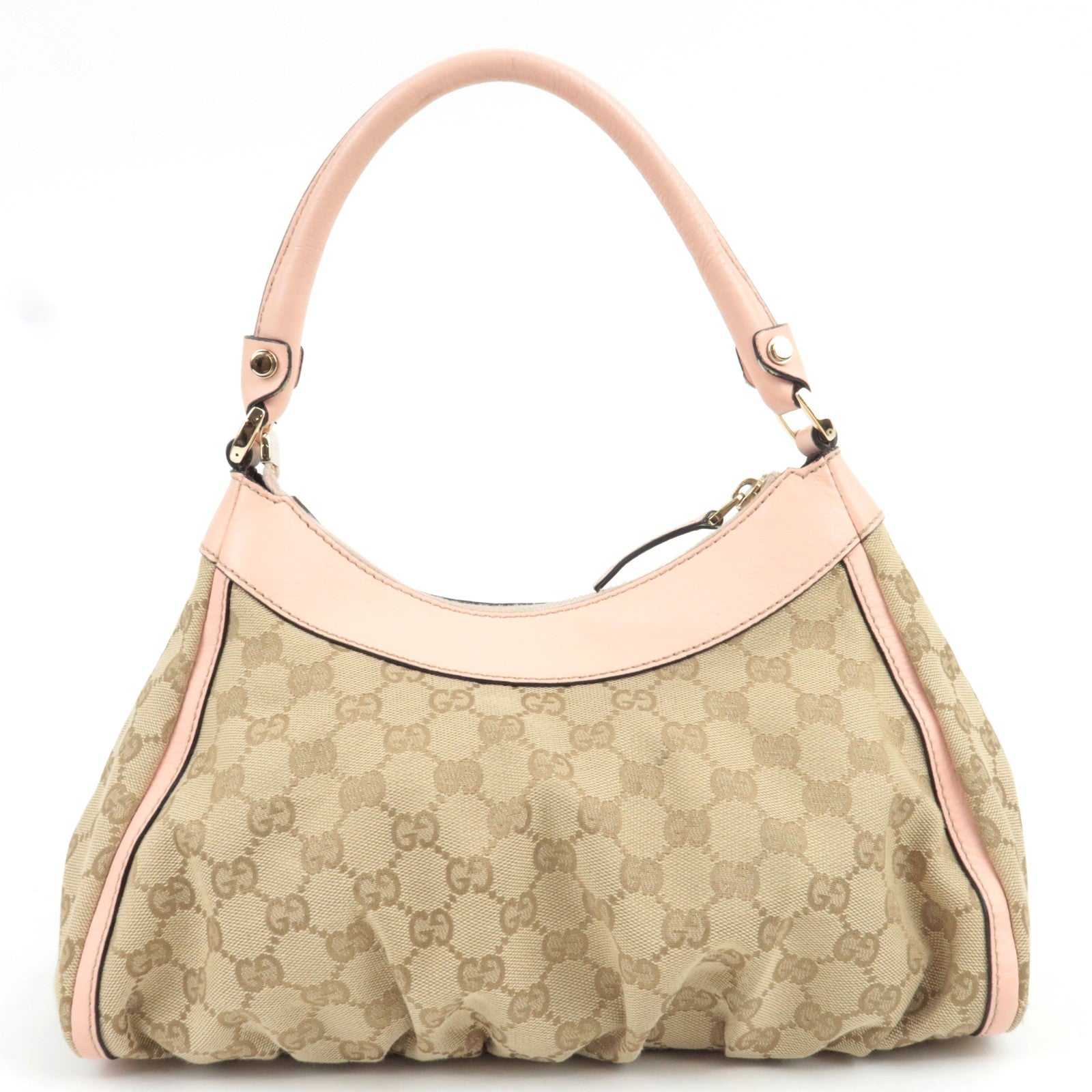 GUCCI Abby One Shoulder Bag GG Canvas Leather Beige Pink 190525 *Dust bag