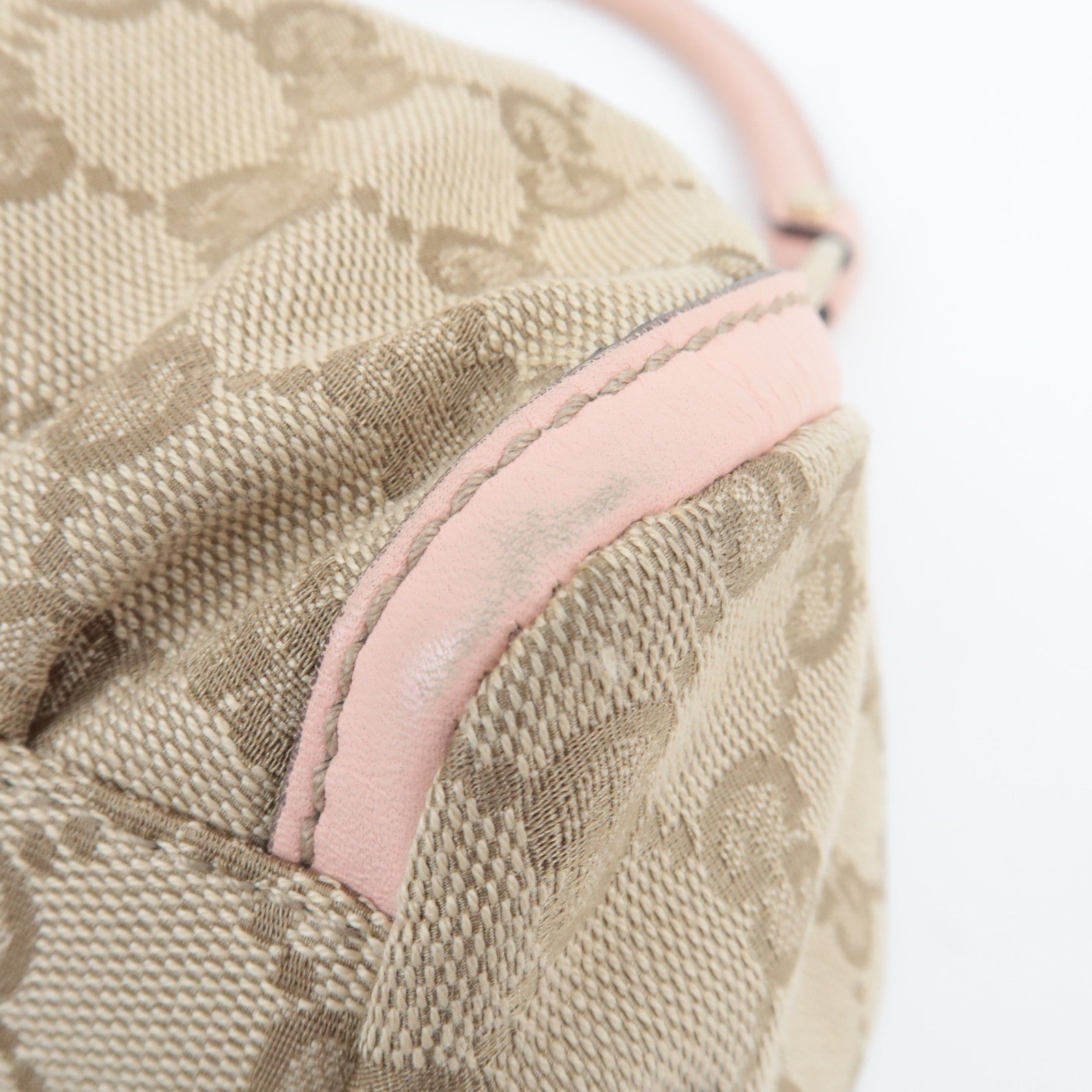 GUCCI Abby One Shoulder Bag GG Canvas Leather Beige Pink 190525 *Dust bag