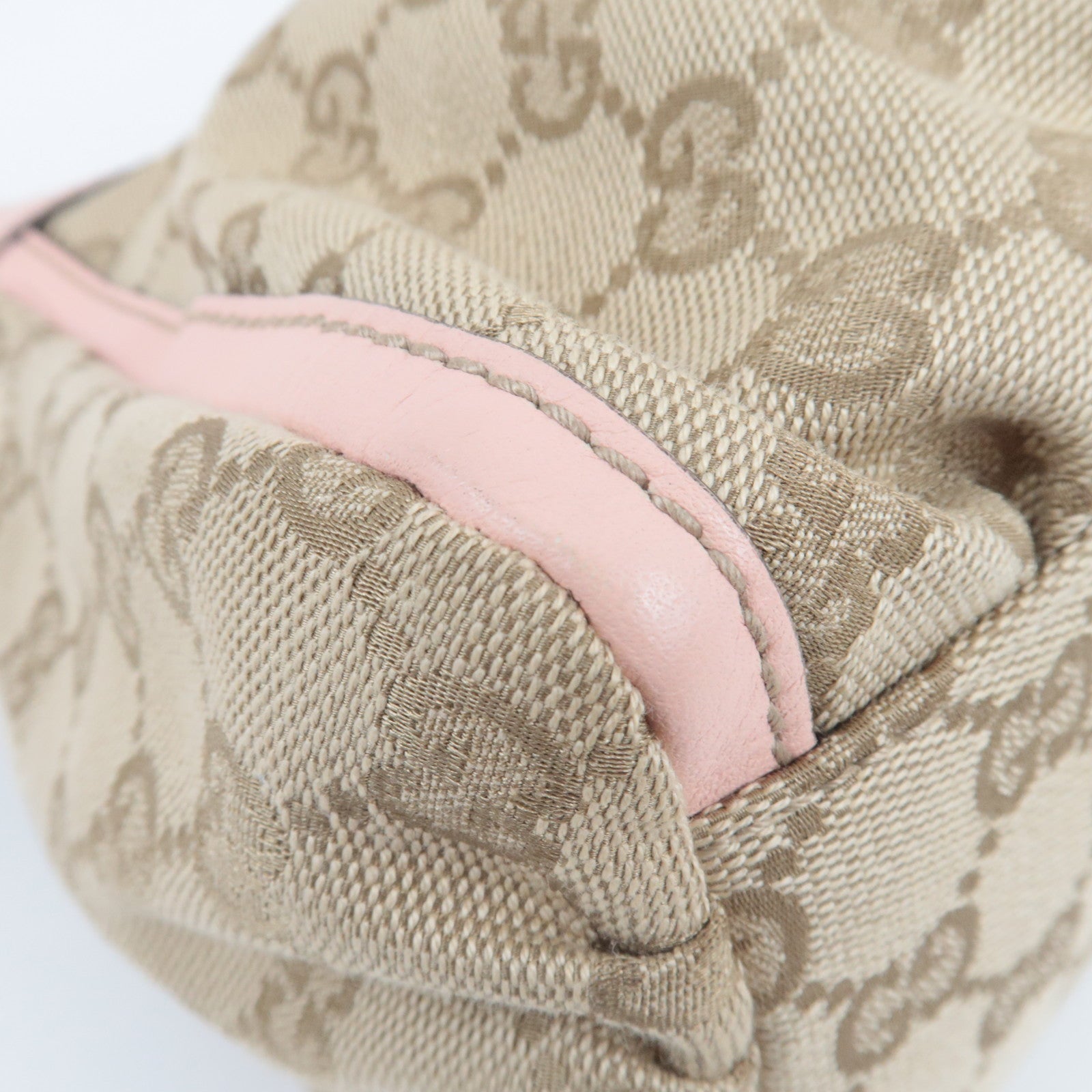 GUCCI Abby One Shoulder Bag GG Canvas Leather Beige Pink 190525 *Dust bag