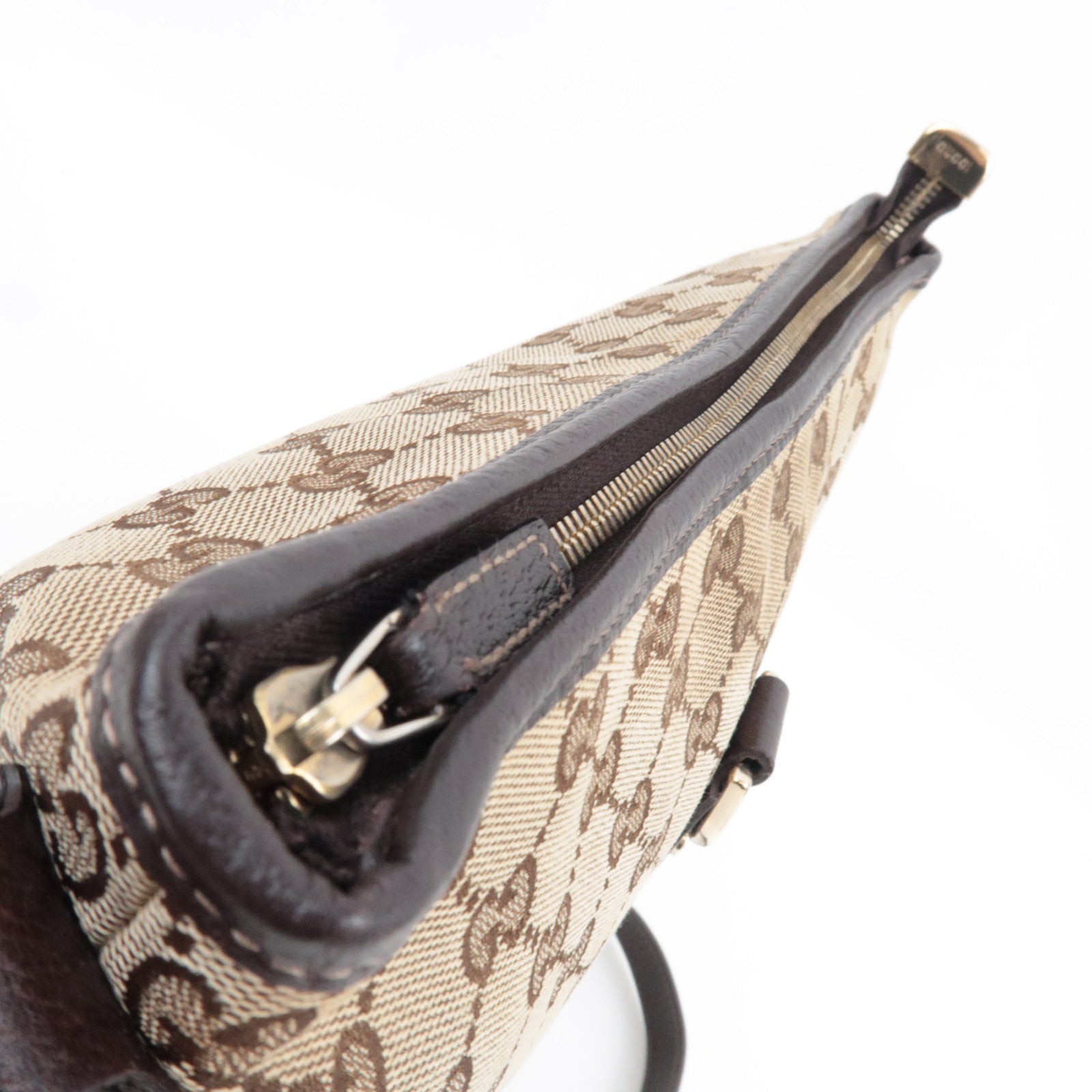 GUCCI Abbey Shoulder Bag GG Canvas Leather Beige Brown 131326