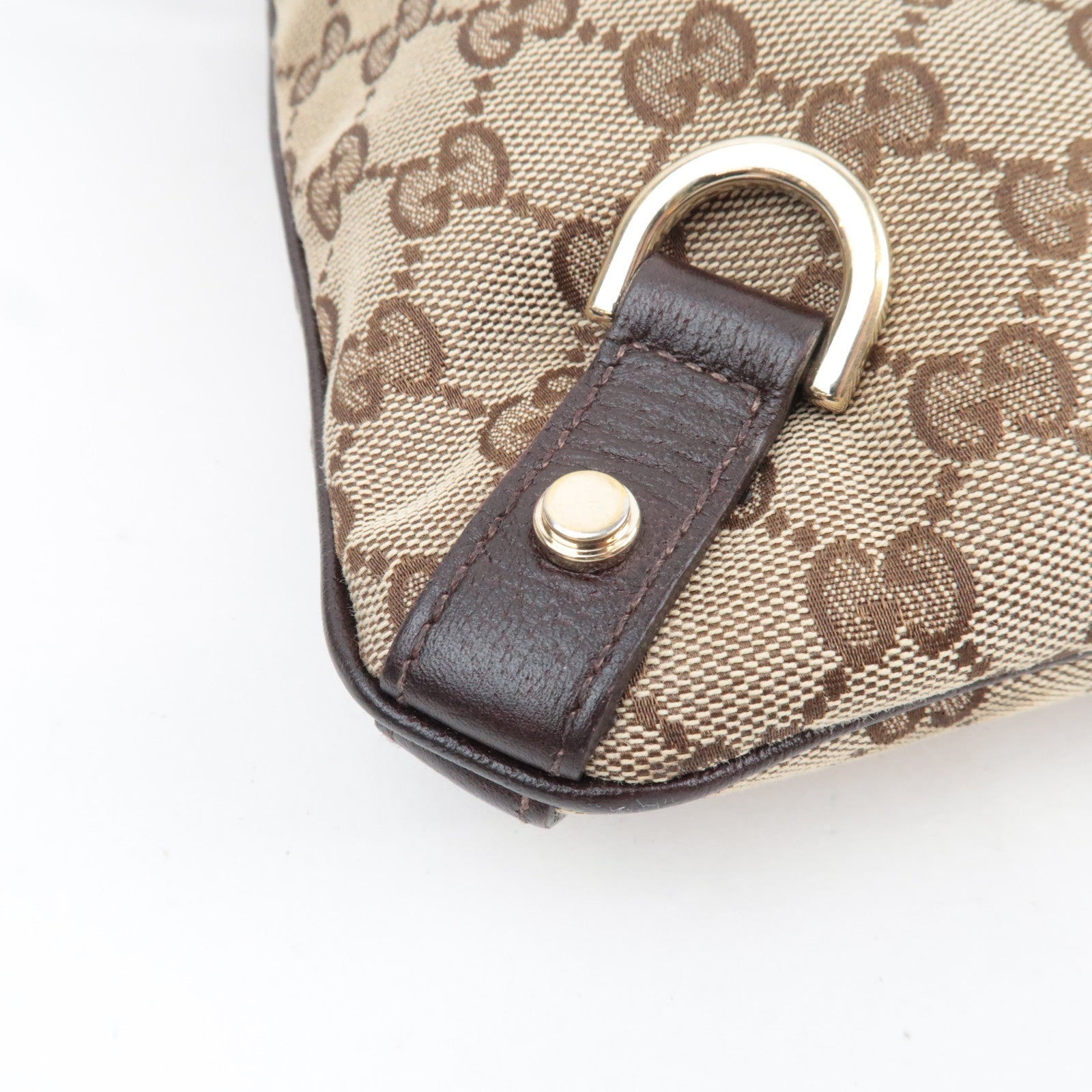 GUCCI Abbey Shoulder Bag GG Canvas Leather Beige Brown 131326