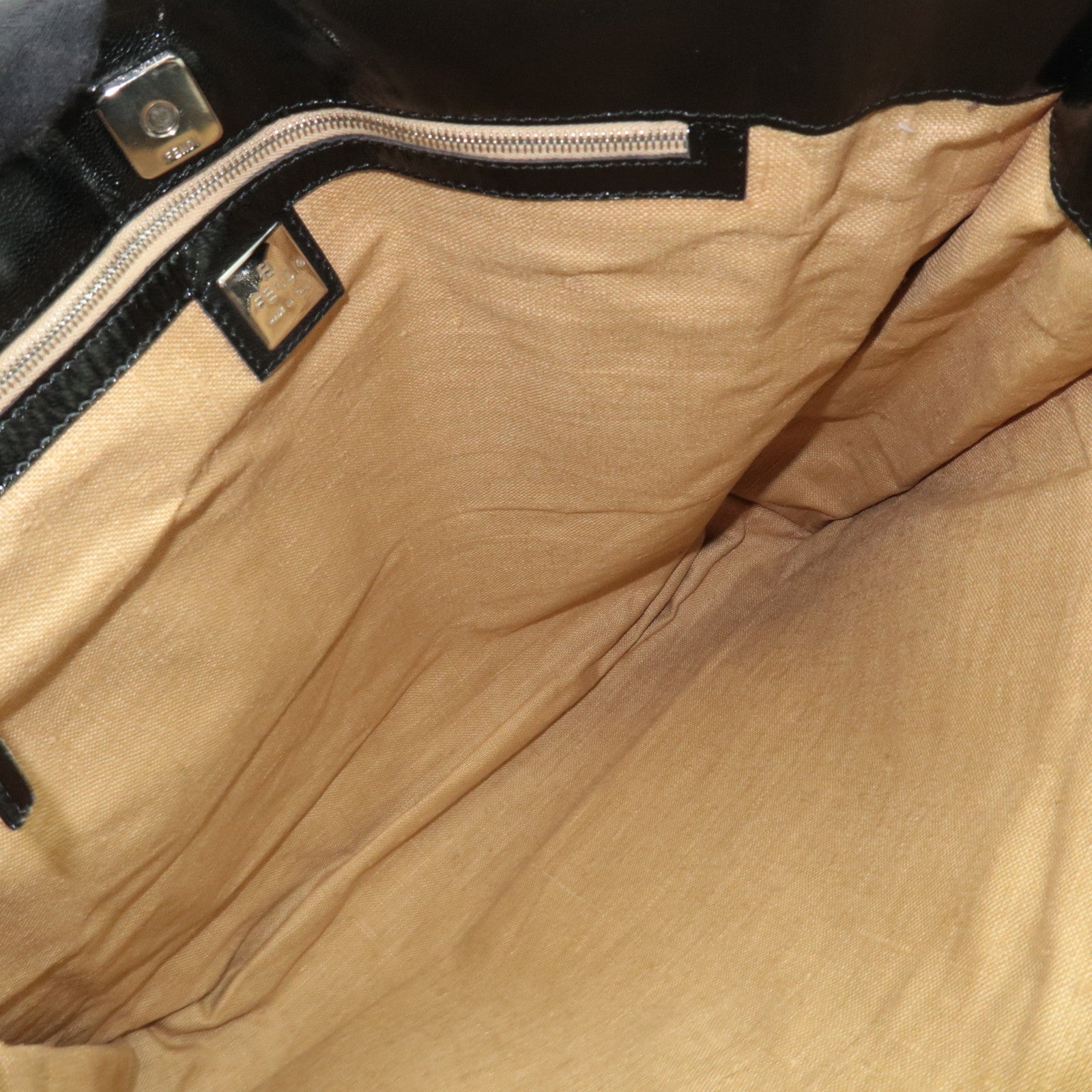 FENDI F Logo Tote Bag Nylon Leather Black