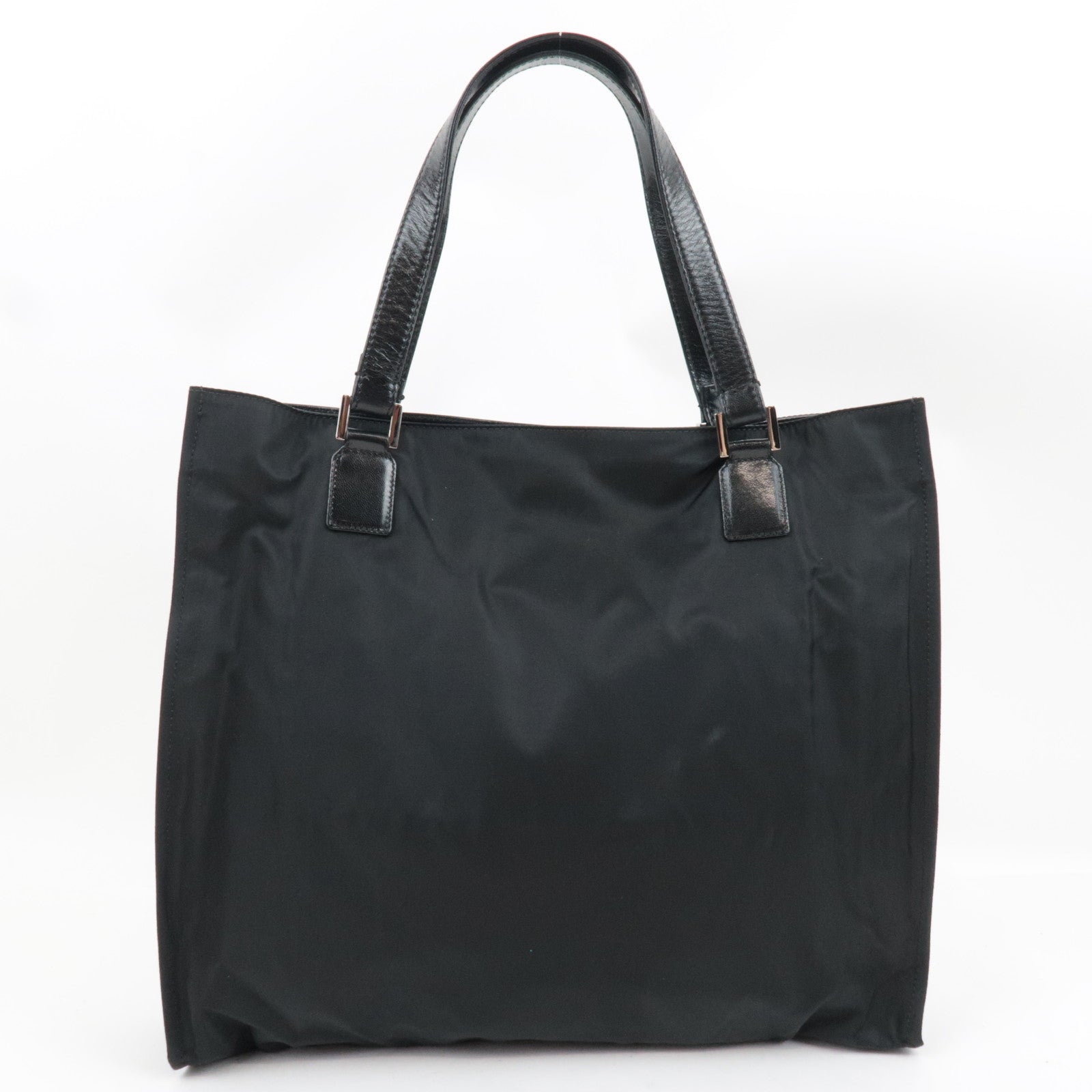 FENDI F Logo Tote Bag Nylon Leather Black