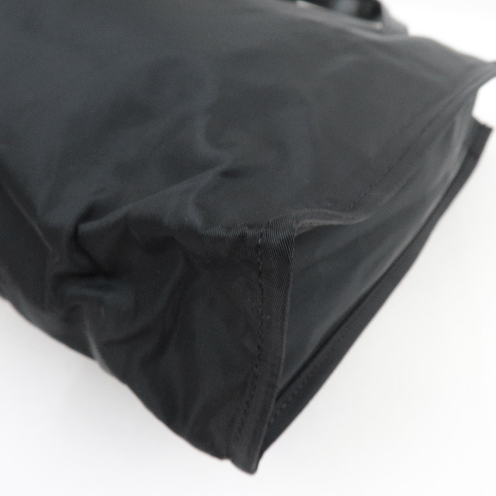 FENDI F Logo Tote Bag Nylon Leather Black