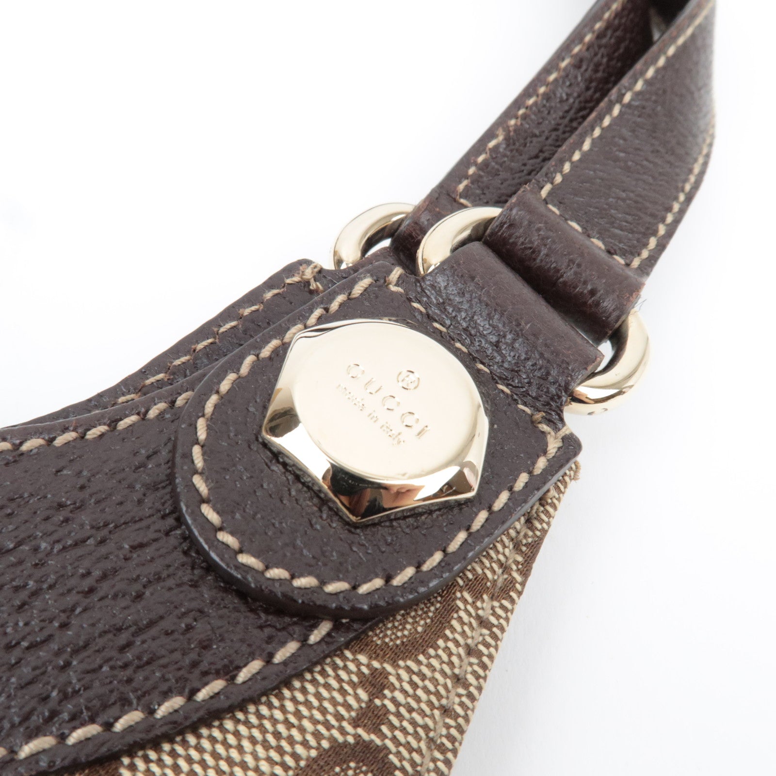 GUCCI Shoulder Bag GG Canvas Leather Beige Brown 154982