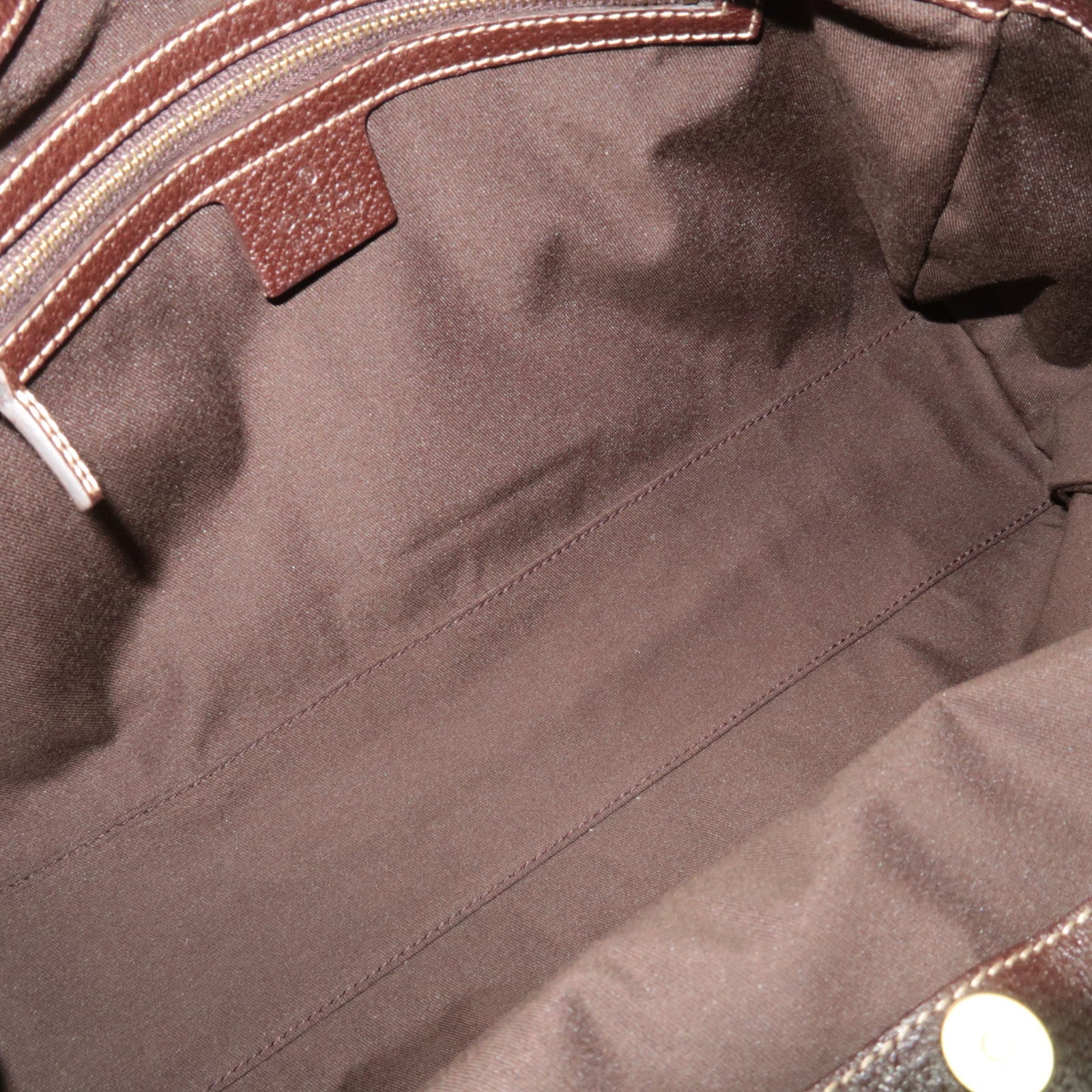 GUCCI Shoulder Bag GG Canvas Leather Beige Brown 154982