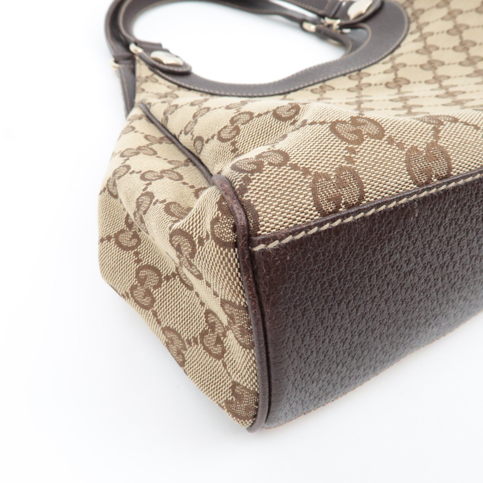 GUCCI Shoulder Bag GG Canvas Leather Beige Brown 154982