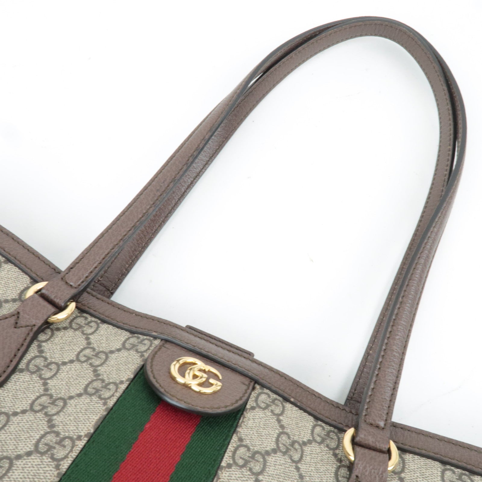 GUCCI Sherry Ophidia Medium Tote Bag GG Supreme Leather Beige Brown 631685