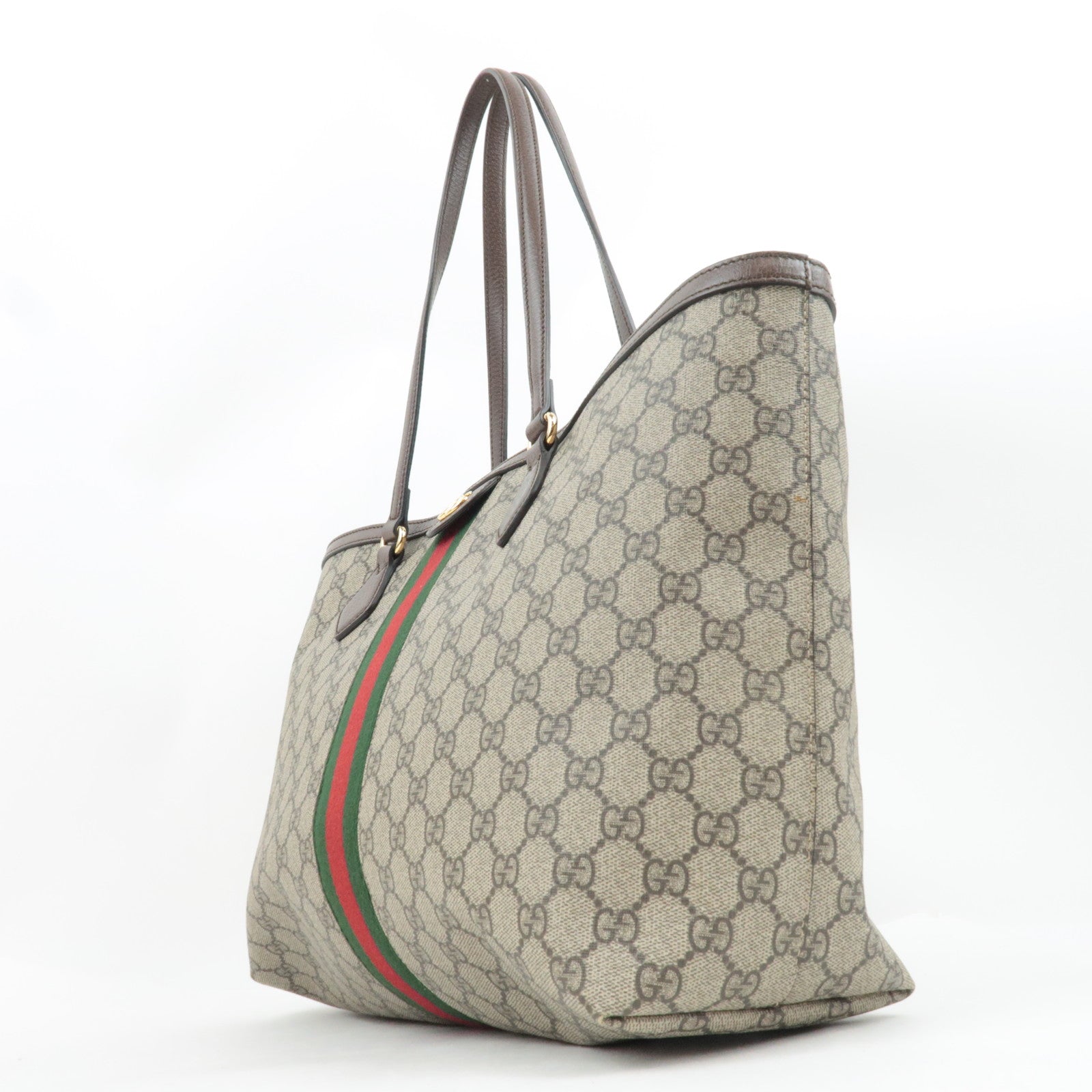 GUCCI Sherry Ophidia Medium Tote Bag GG Supreme Leather Beige Brown 631685