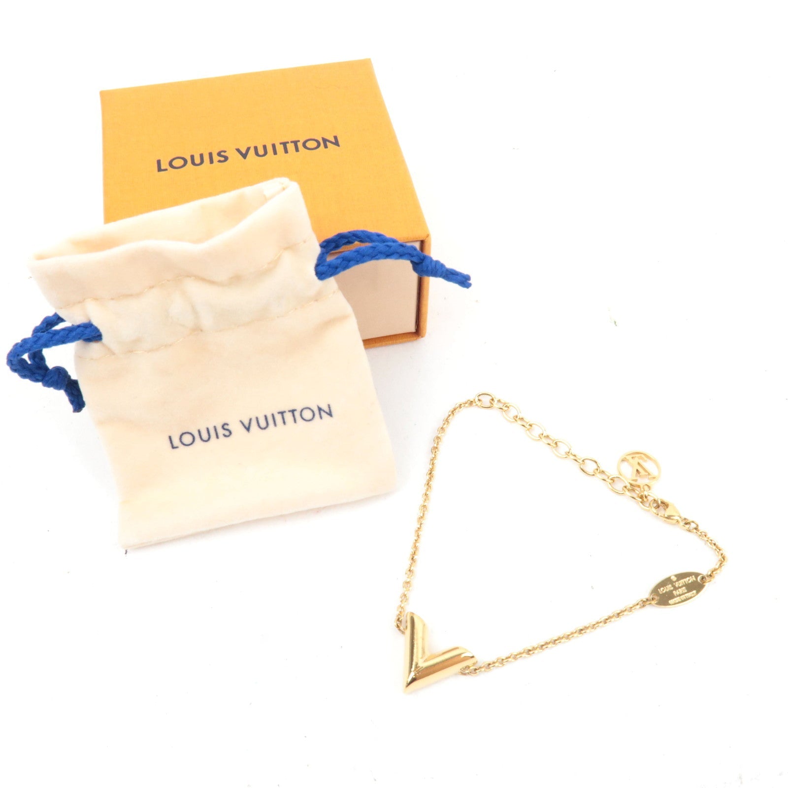 Louis Vuitton Essential V Bracelet Metal Gold M61084 OB0271 *Box, Dust bag