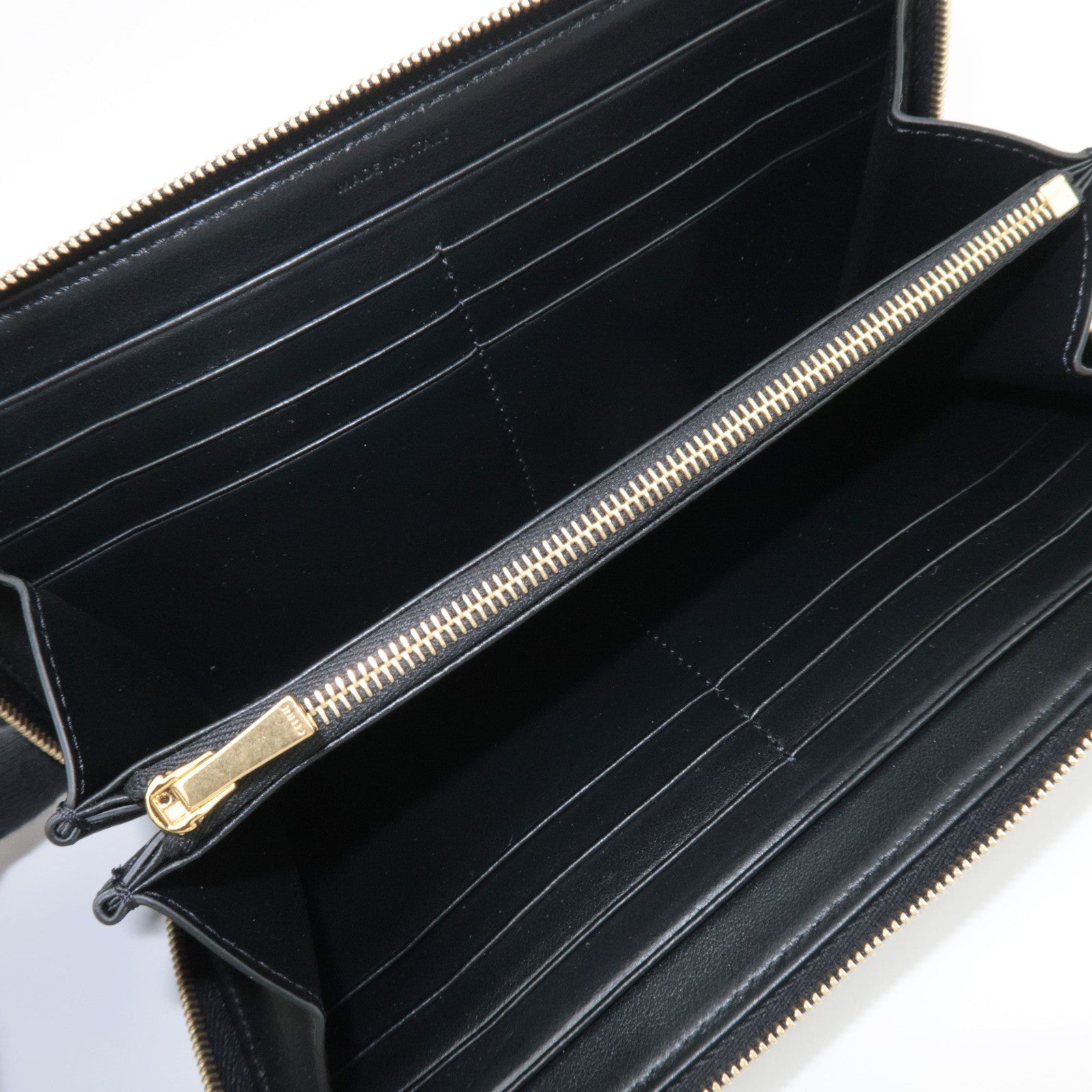 CELINE Triomphe Round Zipper Long Wallet PVC Black