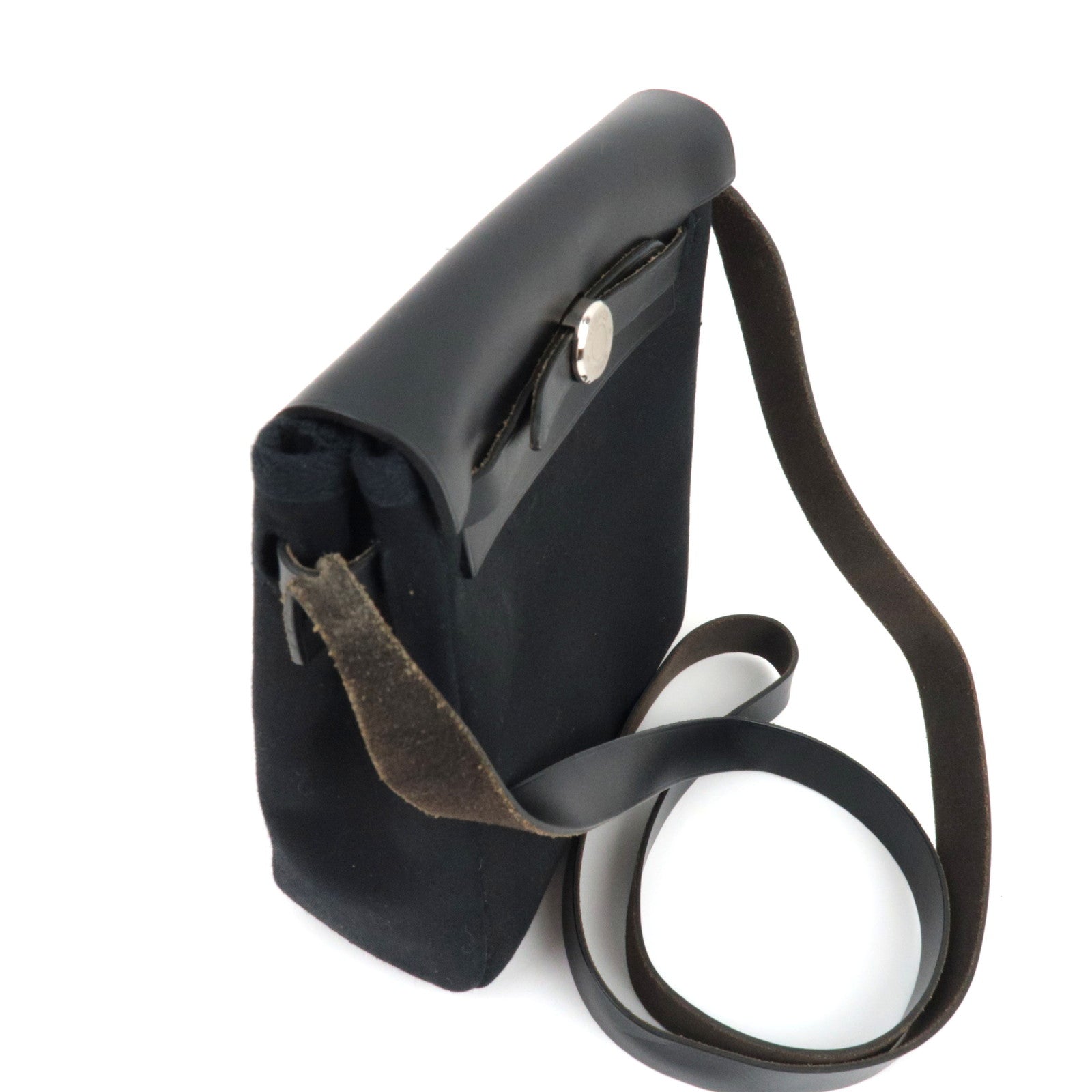 HERMES Her Bag TPM Shoulder Bag □H Stamp (2004) Toile Officier Leather Black Beige *Dust bag, Spare bag