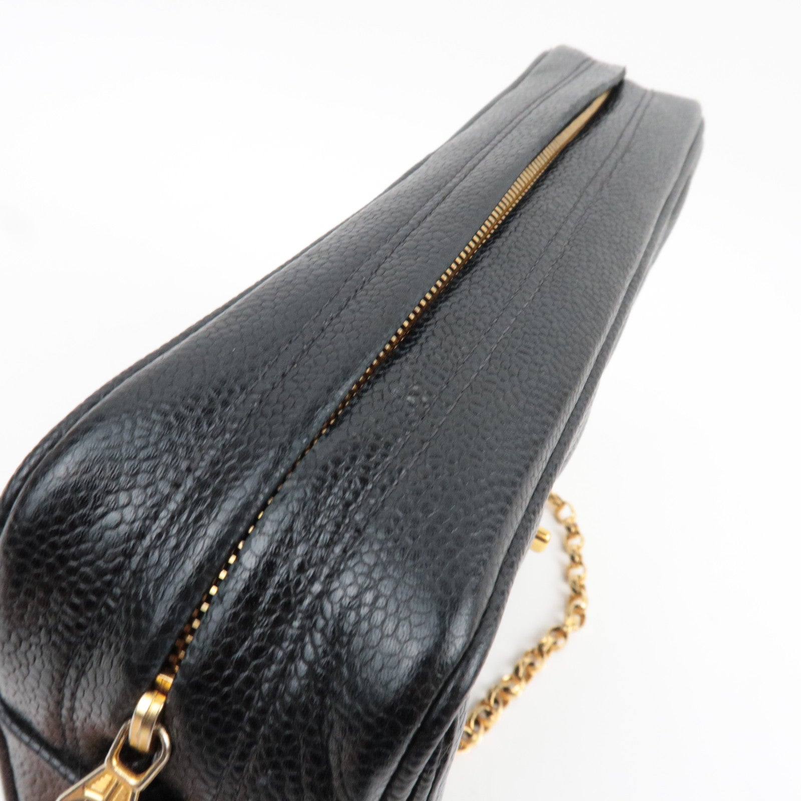 CHANEL Matelasse Diana Bijoux Chain Shoulder Bag Caviar Skin Black Gold HDW 2972953 *Dust bag