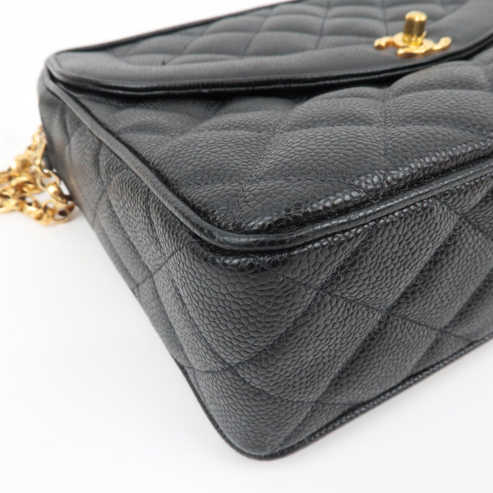 CHANEL Matelasse Diana Bijoux Chain Shoulder Bag Caviar Skin Black Gold HDW 2972953 *Dust bag