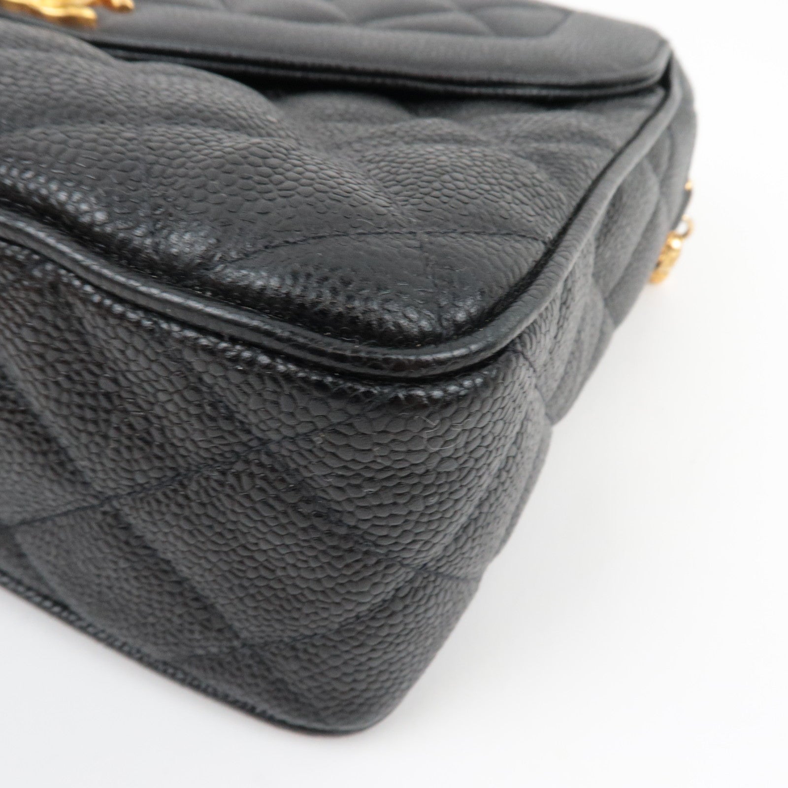 CHANEL Matelasse Diana Bijoux Chain Shoulder Bag Caviar Skin Black Gold HDW 2972953 *Dust bag