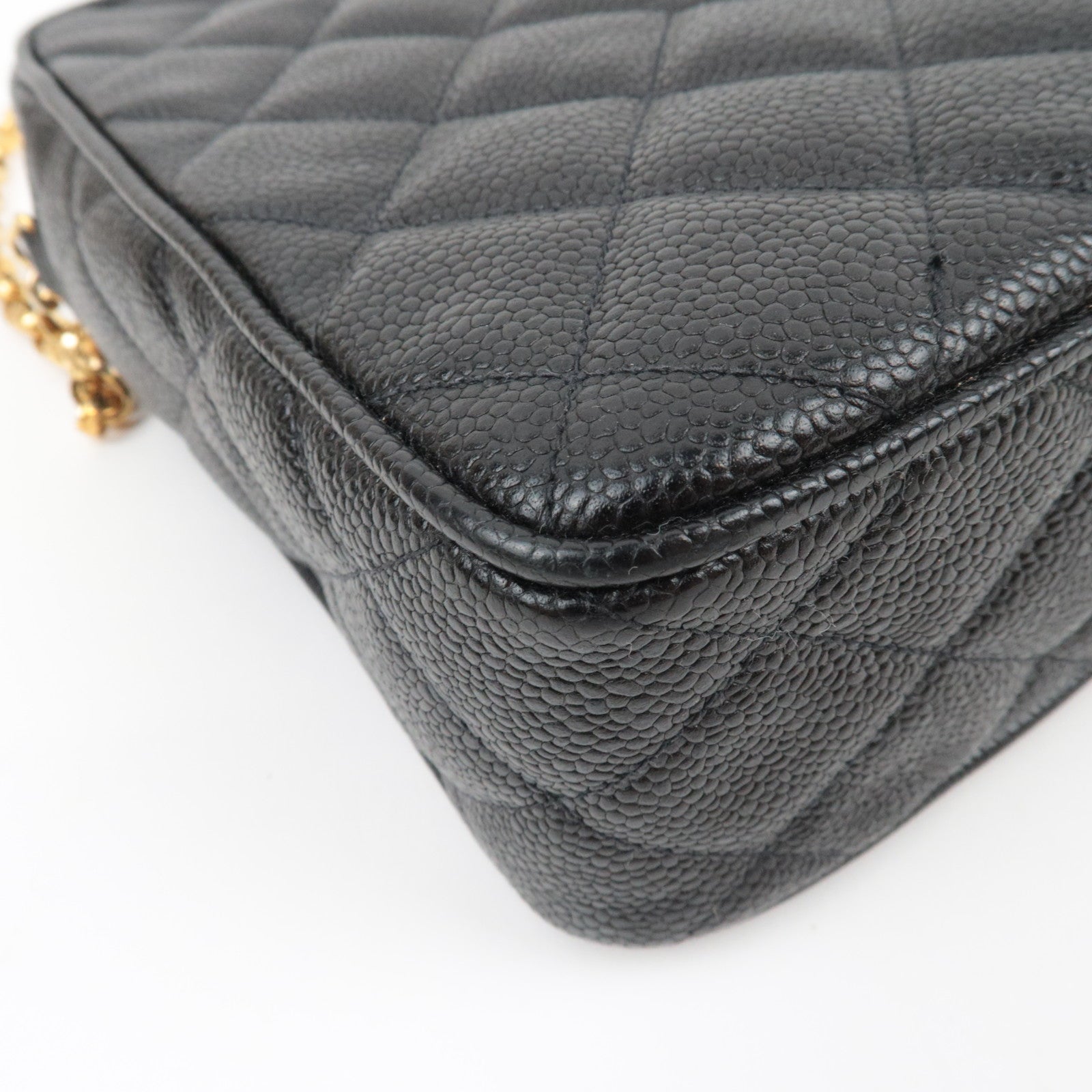 CHANEL Matelasse Diana Bijoux Chain Shoulder Bag Caviar Skin Black Gold HDW 2972953 *Dust bag