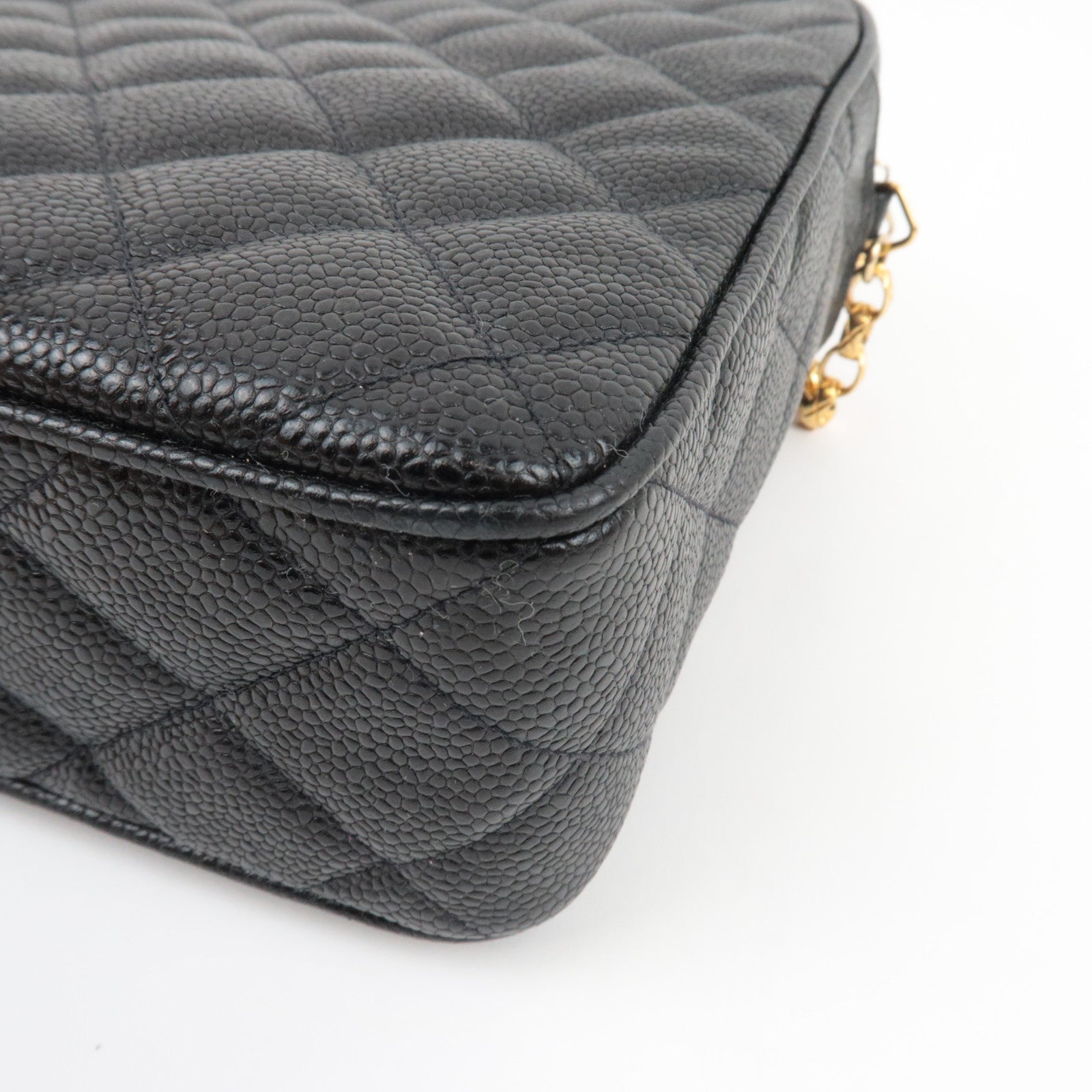 CHANEL Matelasse Diana Bijoux Chain Shoulder Bag Caviar Skin Black Gold HDW 2972953 *Dust bag
