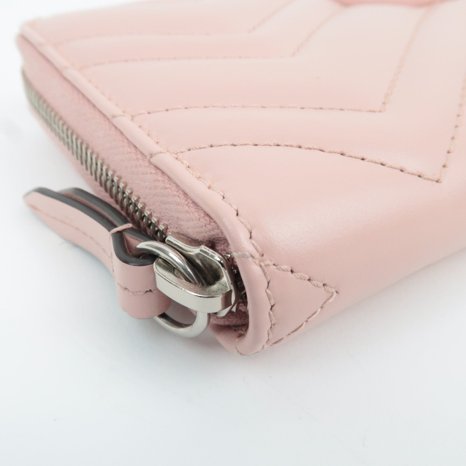 GUCCI GG Marmont Round Zip Long Wallet Leather Pink 443123 *Box, Dust bag