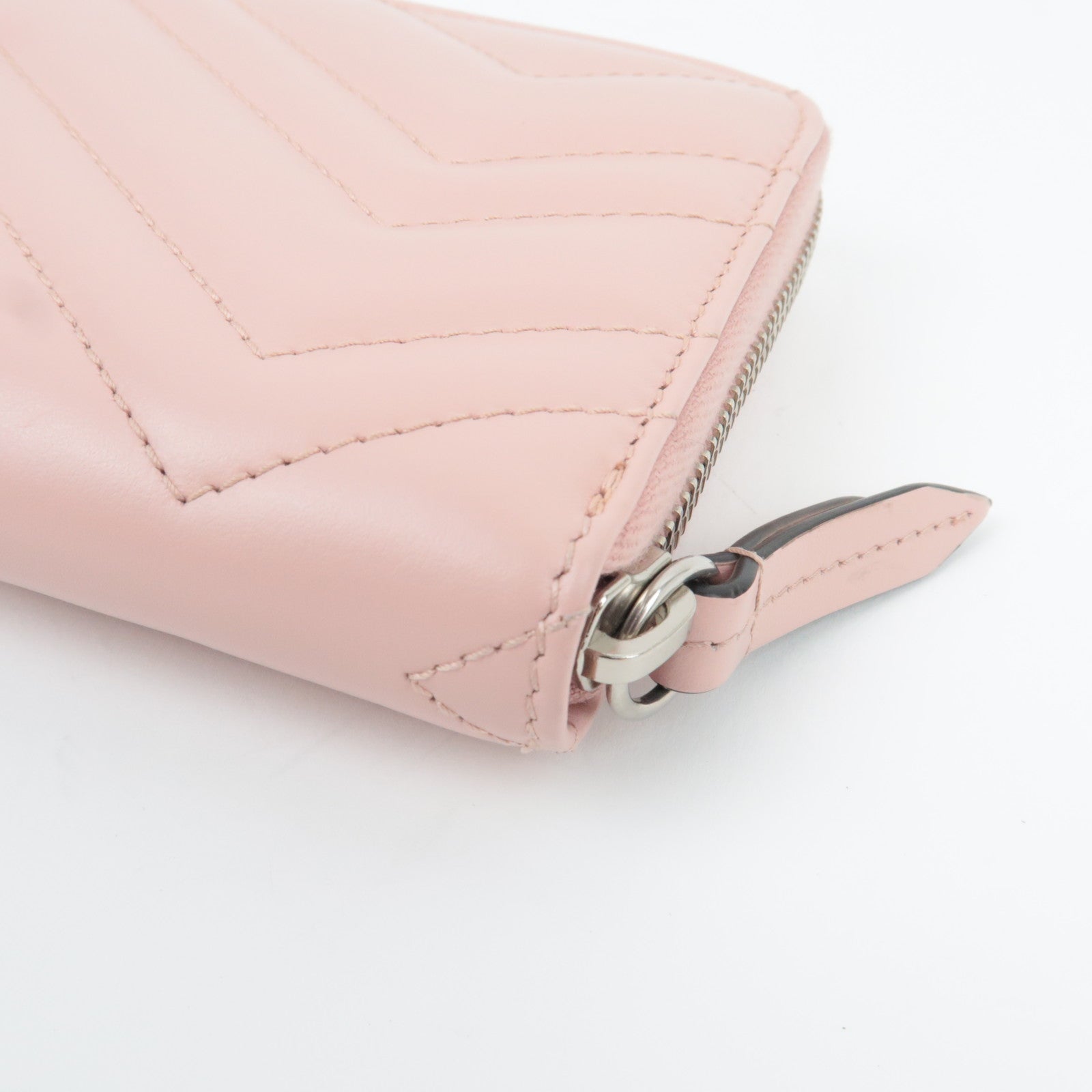 GUCCI GG Marmont Round Zip Long Wallet Leather Pink 443123 *Box, Dust bag