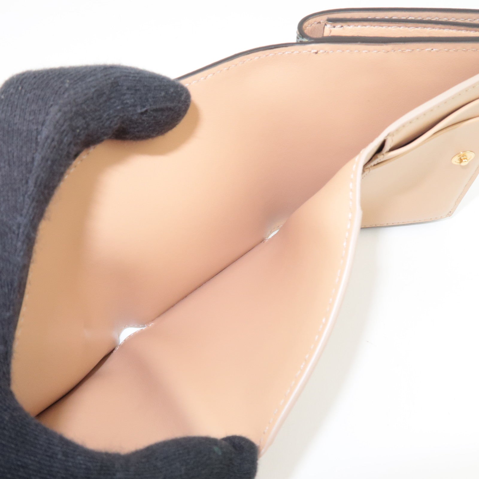 FENDI Zucca Flower Print Tri-Fold Wallet PVC Brown Black 8M0480 *Box, Dust bag