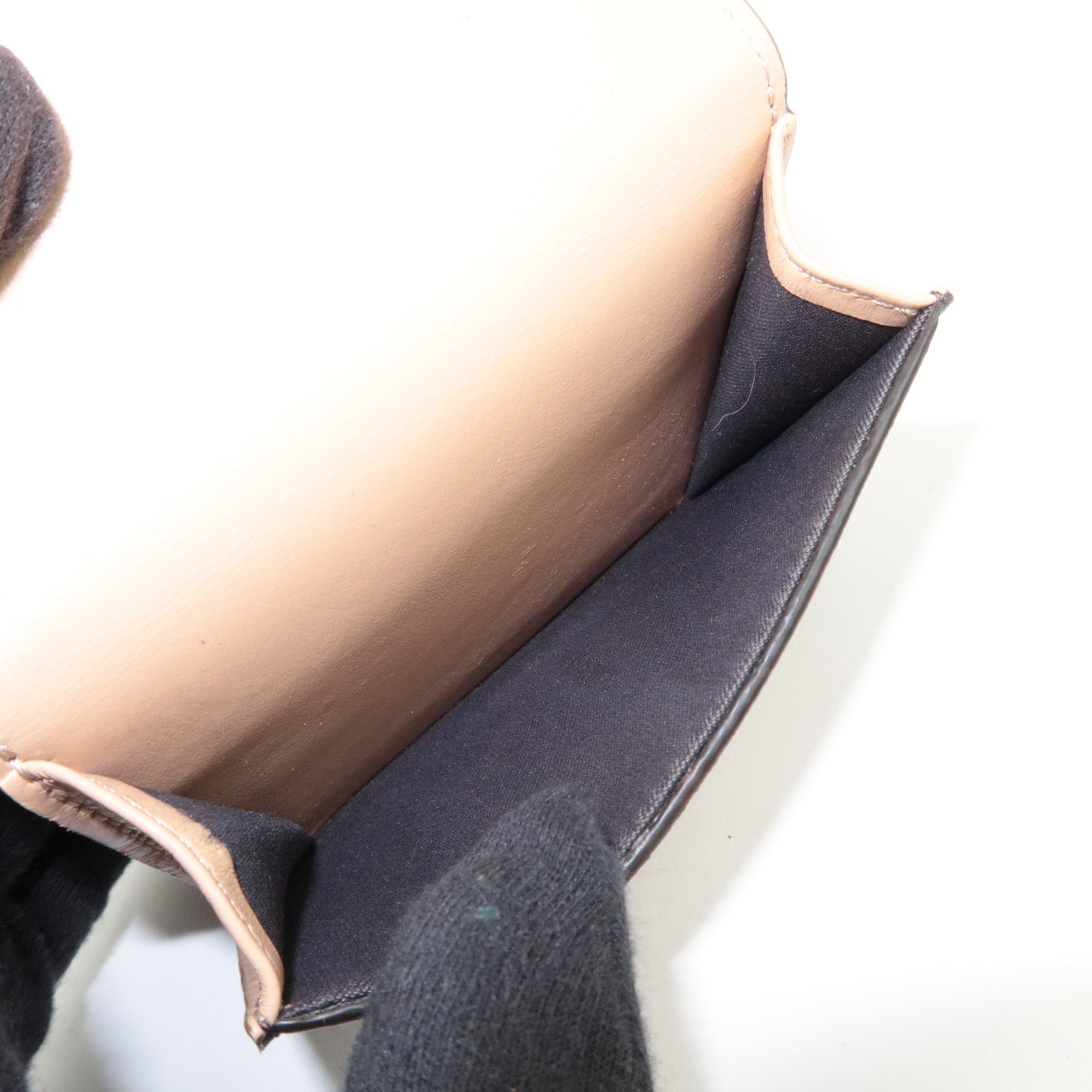 FENDI Zucca Flower Print Tri-Fold Wallet PVC Brown Black 8M0480 *Box, Dust bag