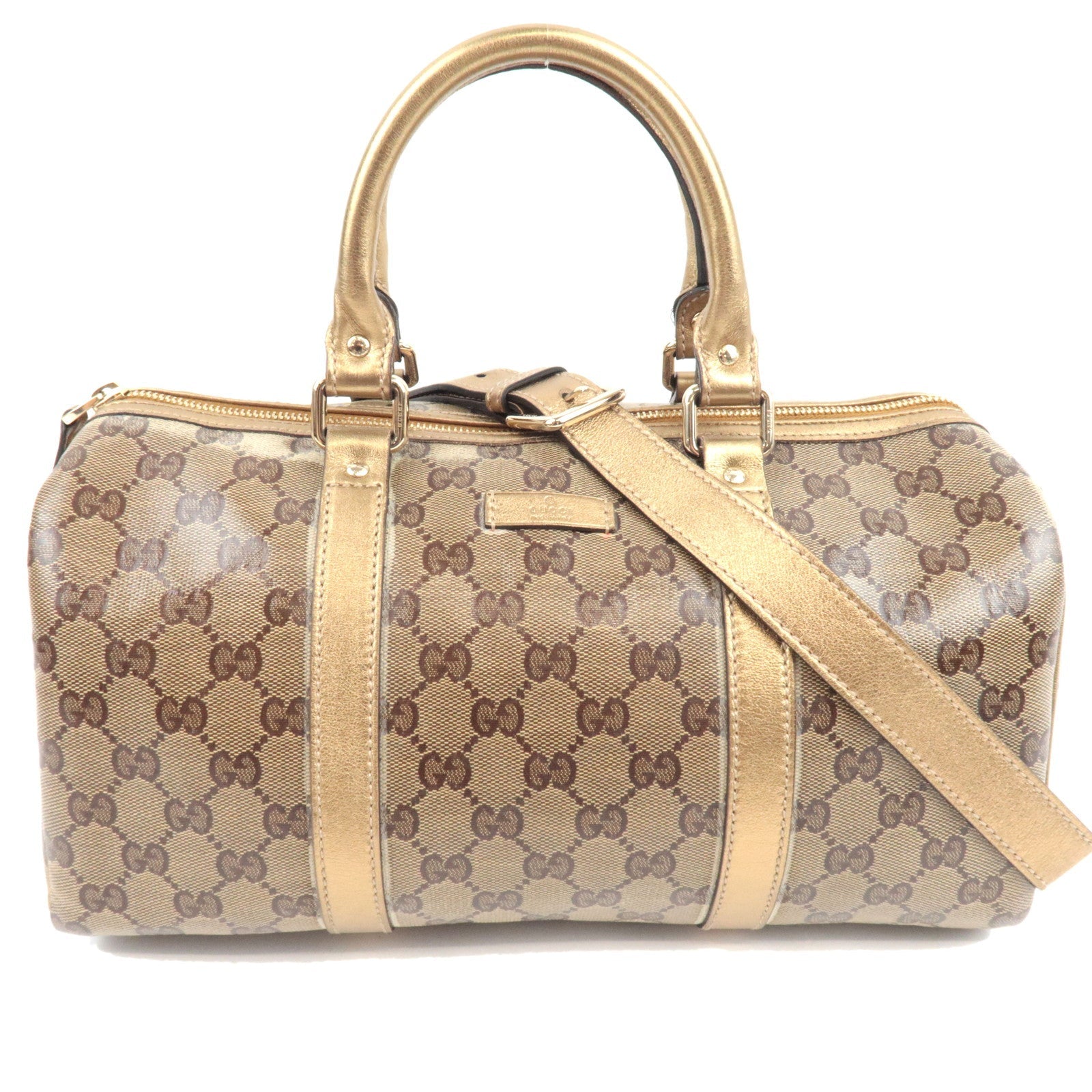 GUCCI GG Crystal 2Way Boston Bag Beige Gold 20369679167