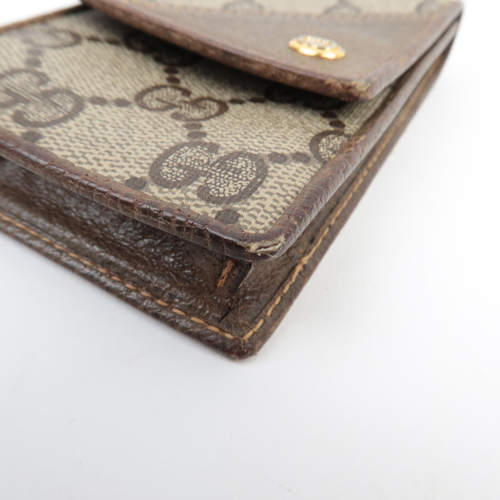 GUCCI Mini Pouch Cigarette Case GG Plus Leather Beige Brown 904.03.716