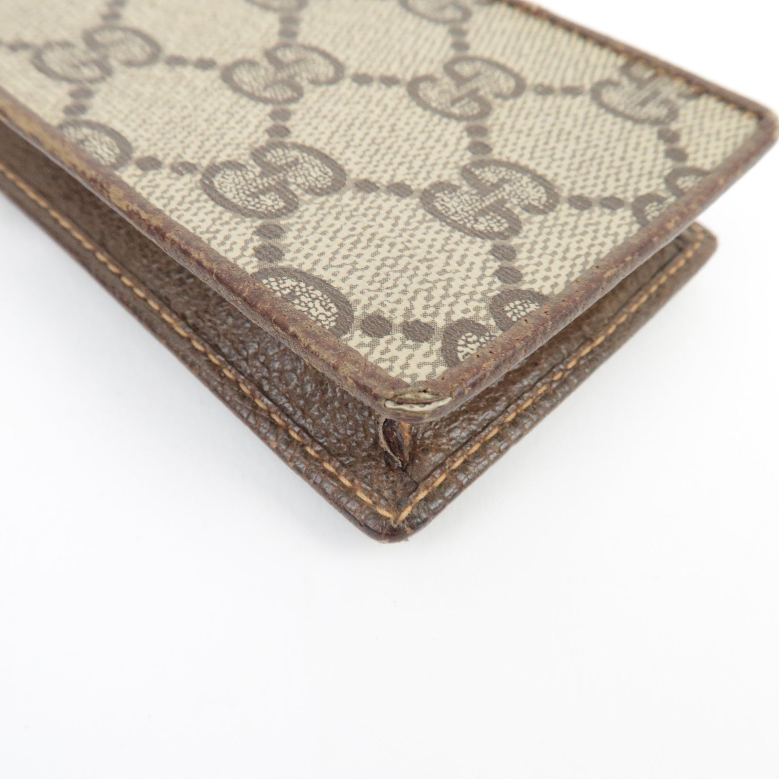 GUCCI Mini Pouch Cigarette Case GG Plus Leather Beige Brown 904.03.716