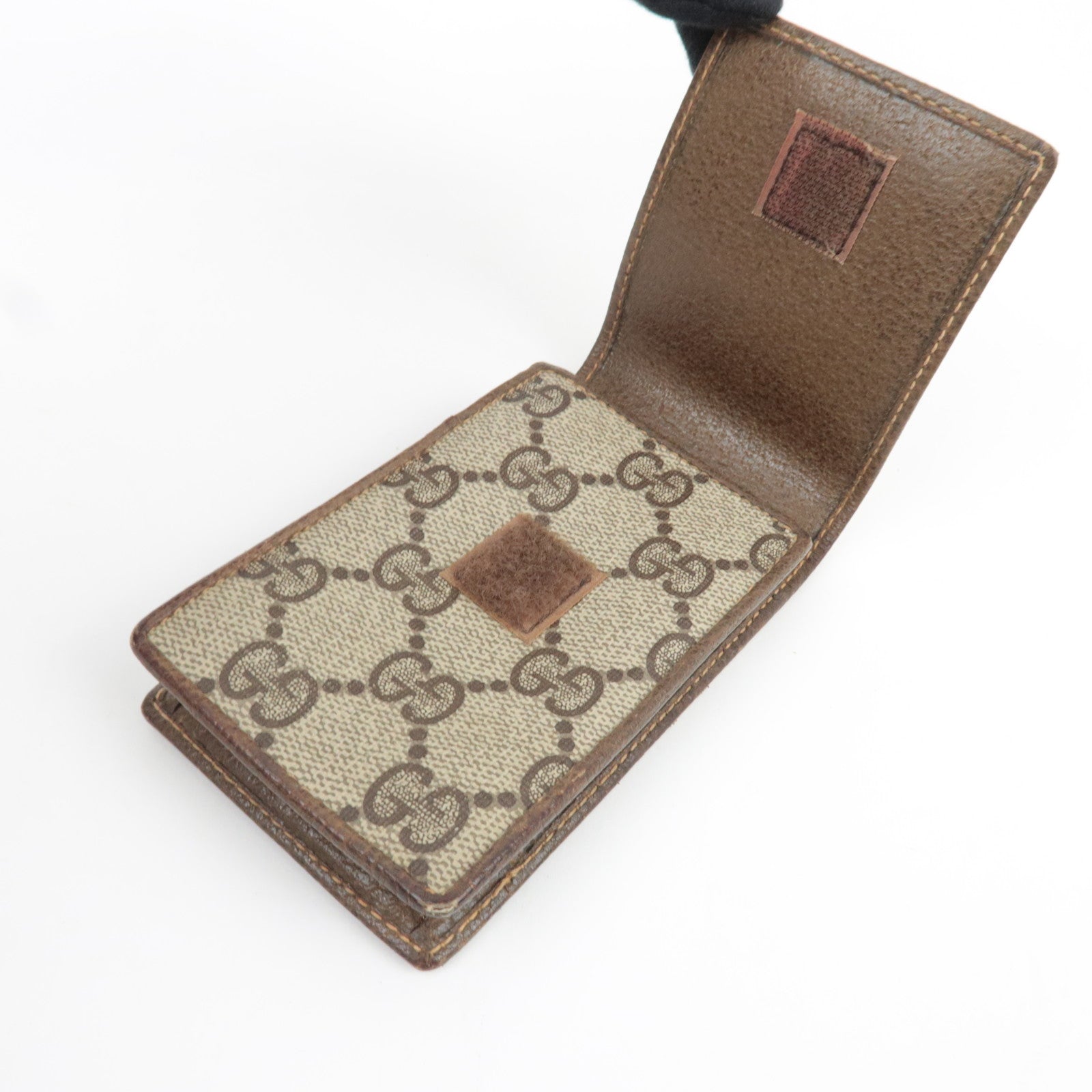 GUCCI Mini Pouch Cigarette Case GG Plus Leather Beige Brown 904.03.716