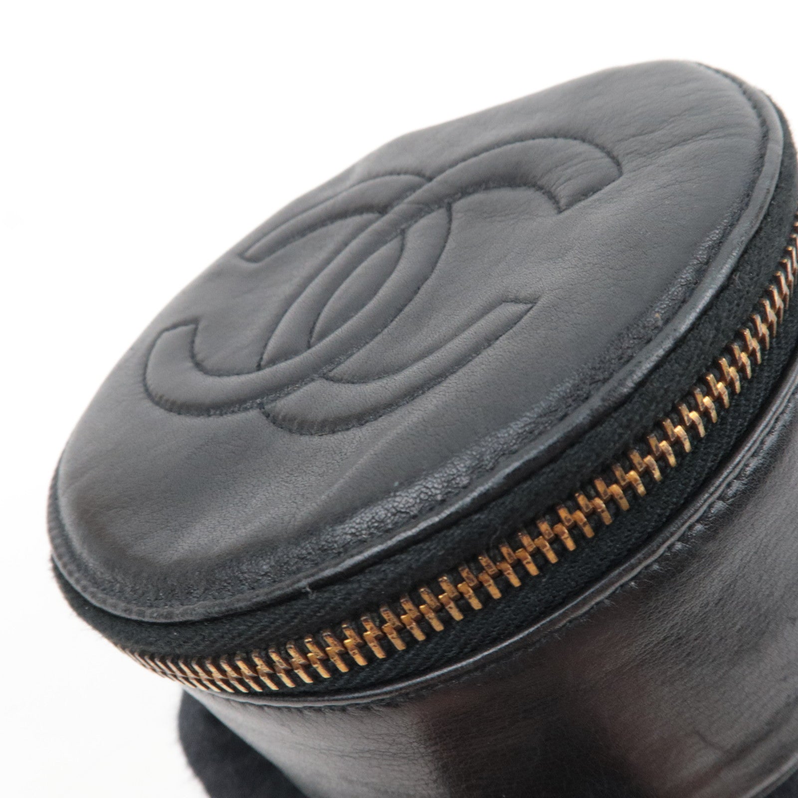 CHANEL Cocomark Jewelry Case Lambskin Black Gold HDW 2982376 *Cushion, Ring holder