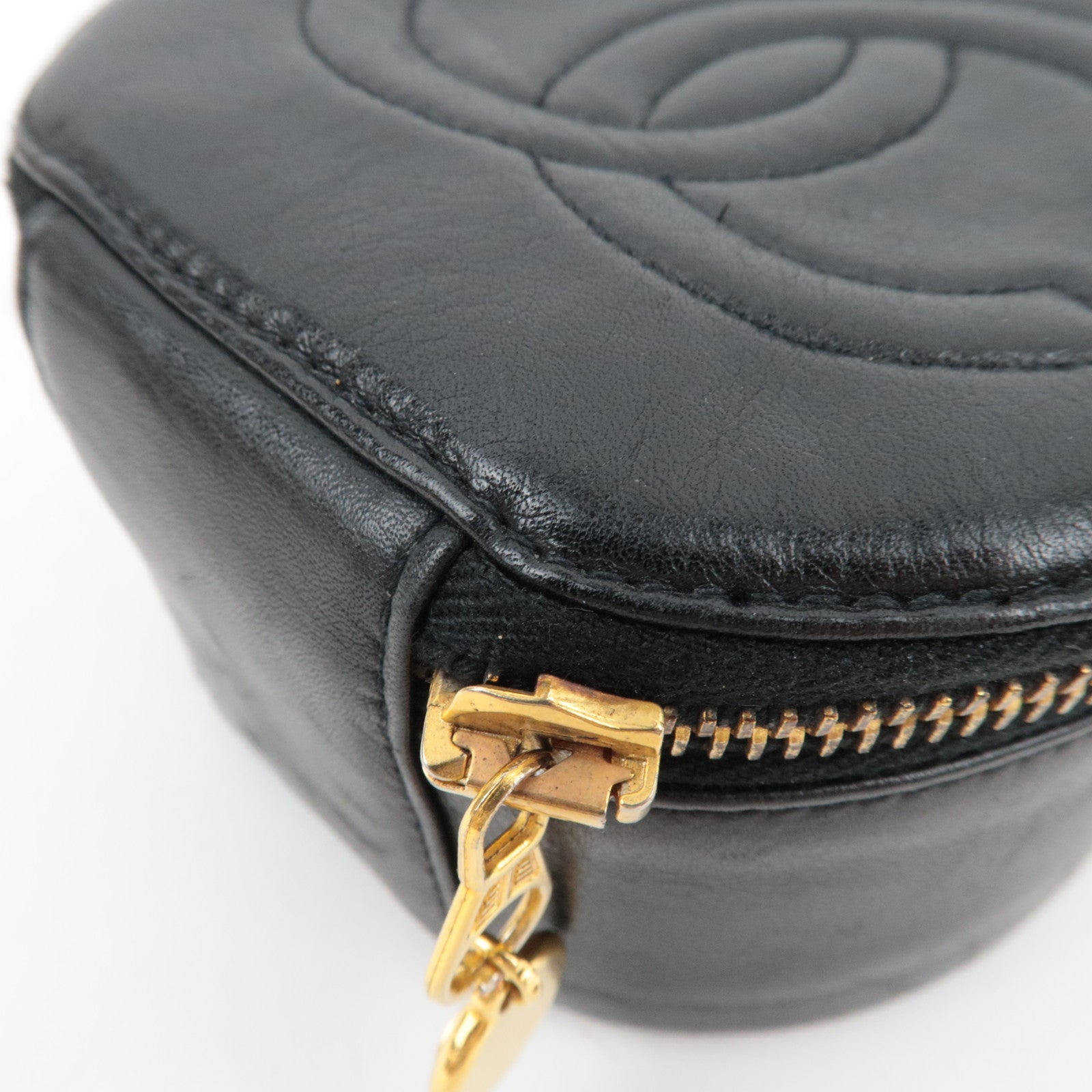 CHANEL Cocomark Jewelry Case Lambskin Black Gold HDW 2982376 *Cushion, Ring holder