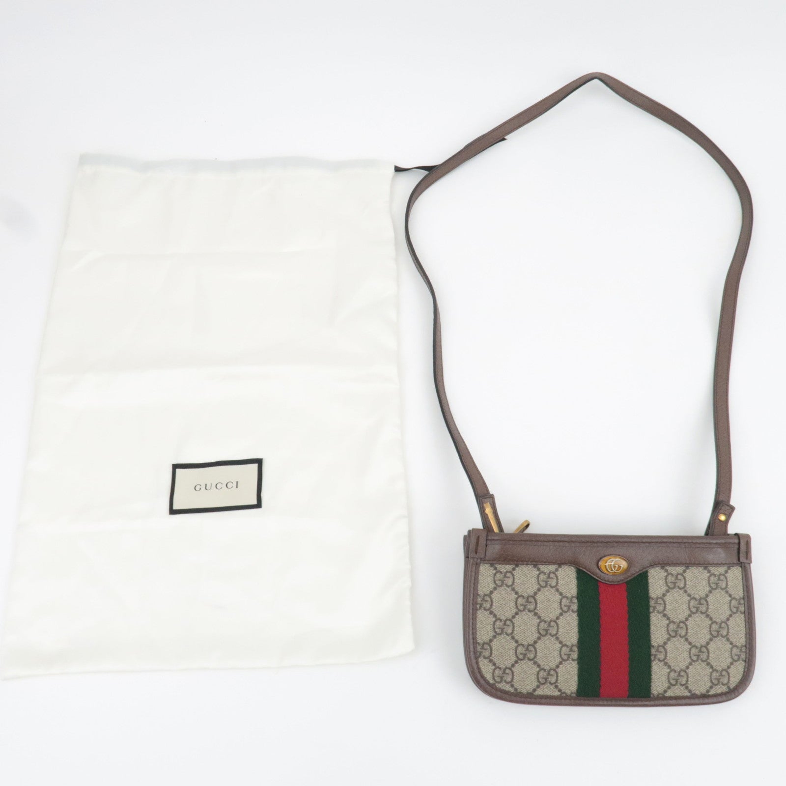 GUCCI Sherry Ophidia Shoulder Bag GG Supreme Leather Beige Brown 625753  *Dust bag