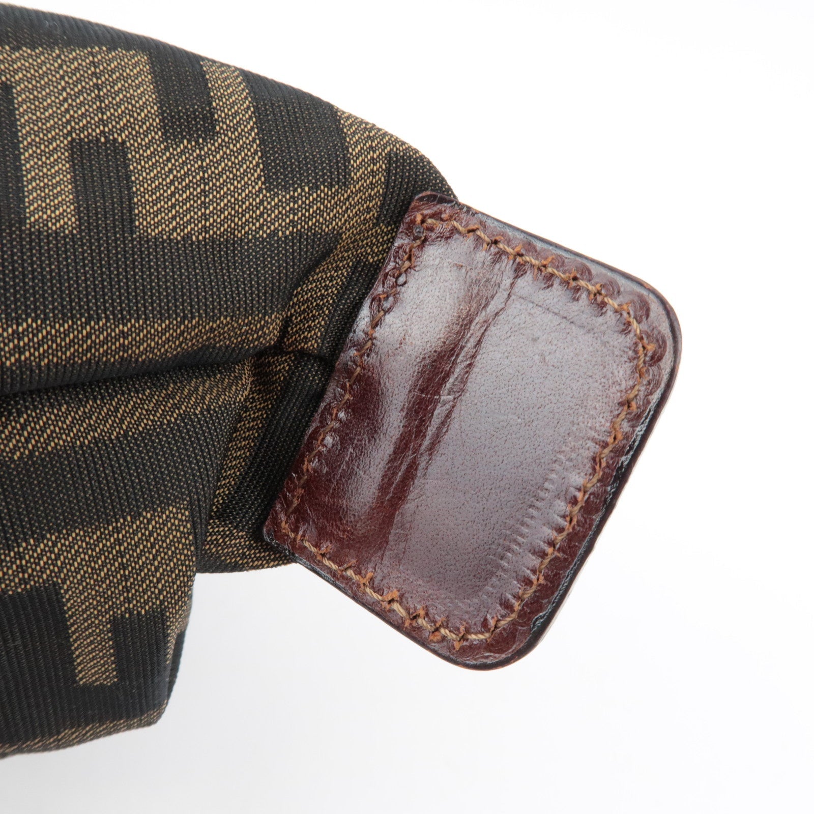 FENDI Zucca Cosmetic Pouch Canvas Leather Brown Black 26545