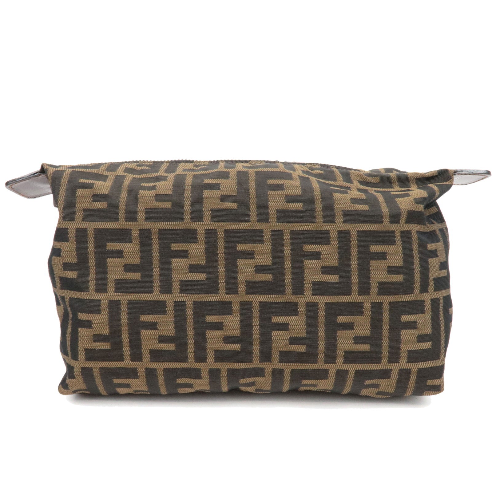 FENDI Zucca Cosmetic Pouch Canvas Leather Brown Black 2654579301