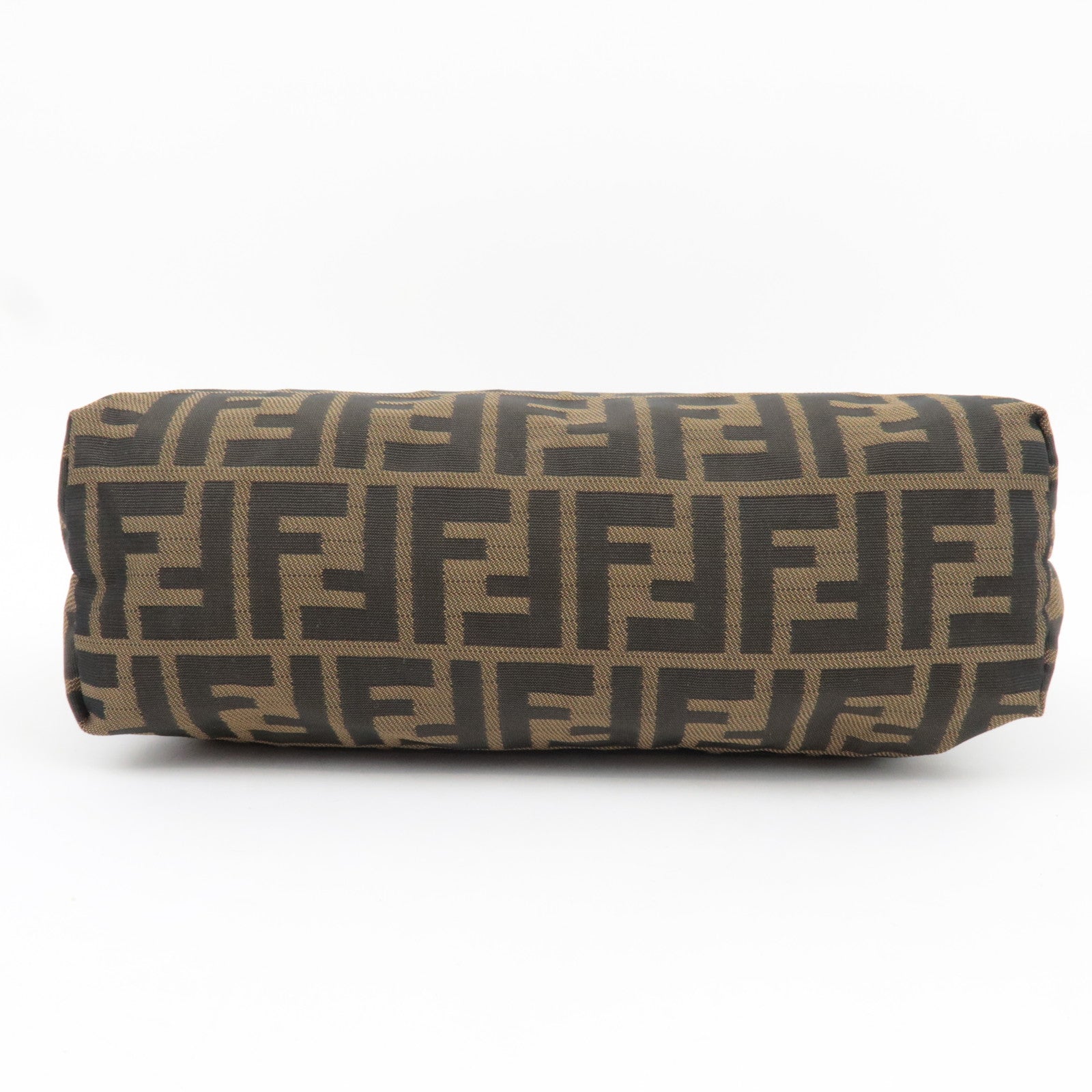 FENDI Zucca Cosmetic Pouch Canvas Leather Brown Black 26545