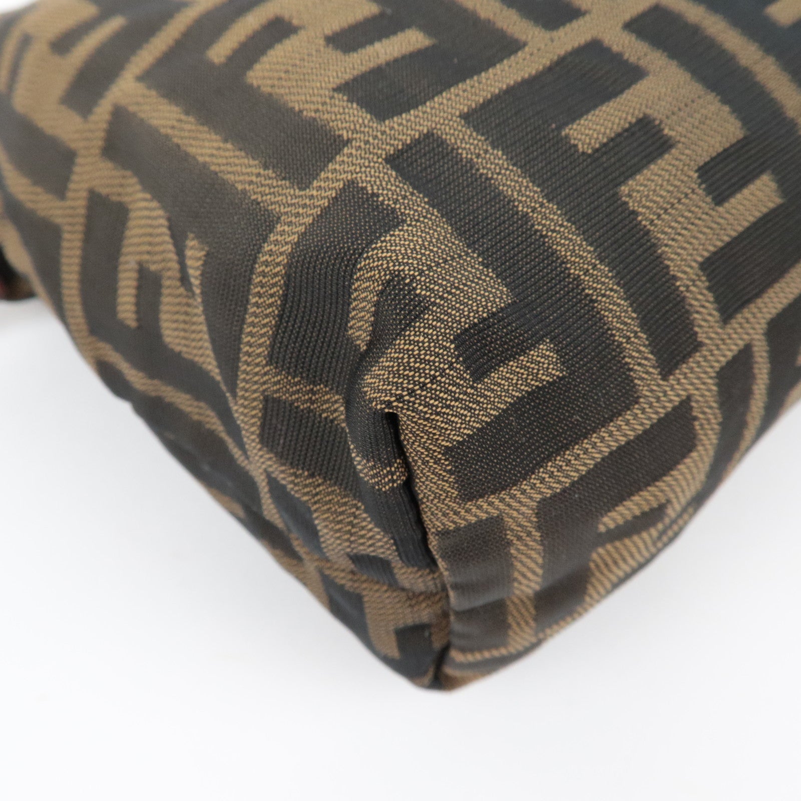 FENDI Zucca Cosmetic Pouch Canvas Leather Brown Black 26545
