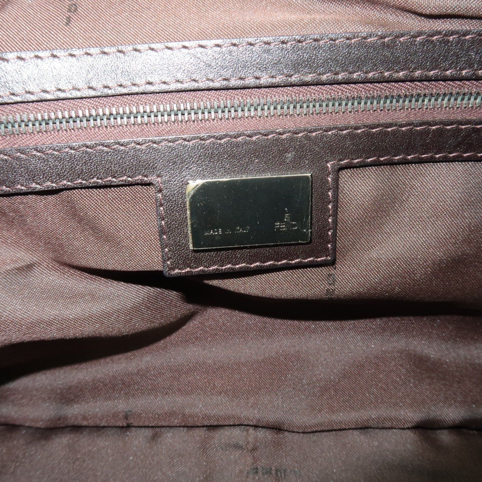 FENDI Zucchino Handbag Canvas Leather Brown Beige 8BN089