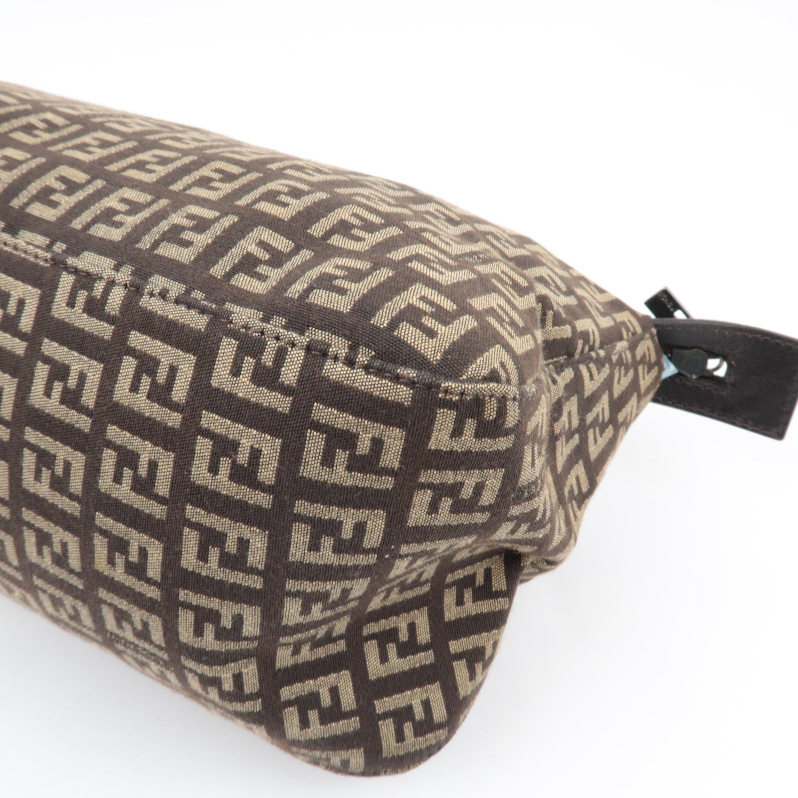 FENDI Zucchino Handbag Canvas Leather Brown Beige 8BN089