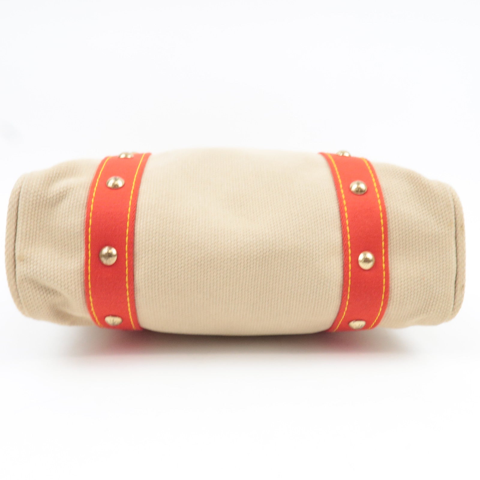 Louis Vuitton Antigua Cabas MM Tote Bag Canvas Beige Red M40035 SP0035 *Name tag