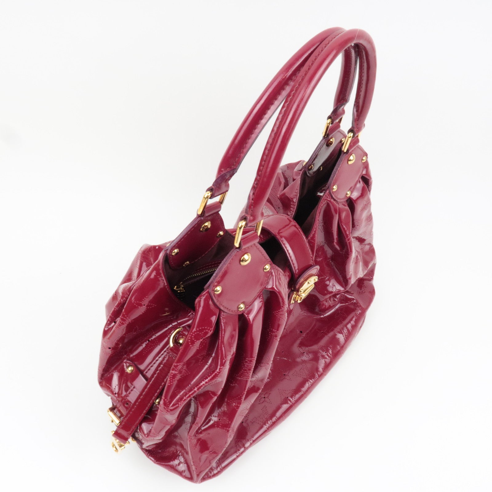 Louis Vuitton Monogram Mahina Surya L Handbag Patent Leather Cerise M95880 SP2009