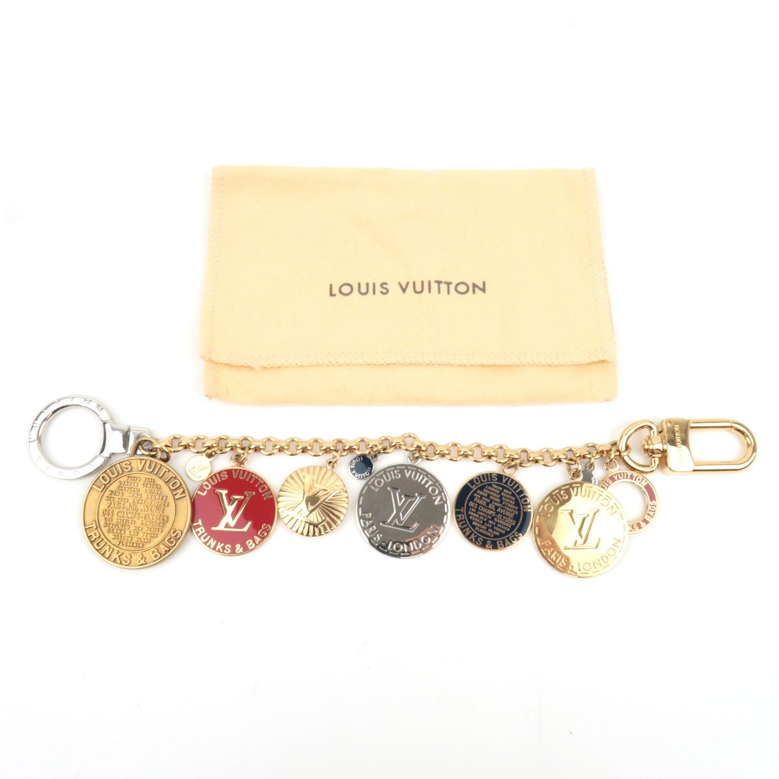 Louis Vuitton Porte Cles Chaine T&B Bag Charm Metal Gold M60071 *Dust bag