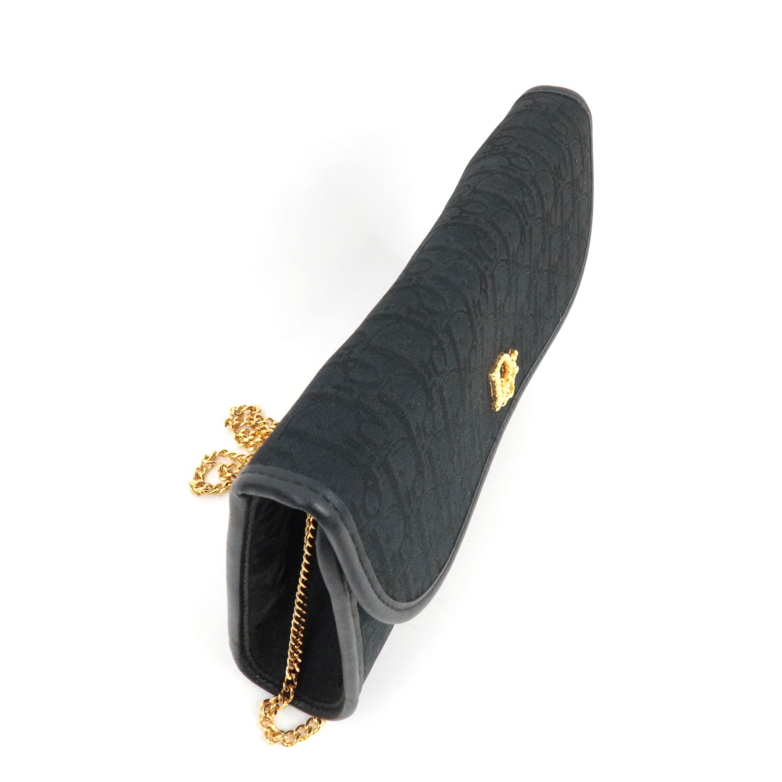 Christian Dior Trotter Chain Shoulder Bag Canvas Leather Black