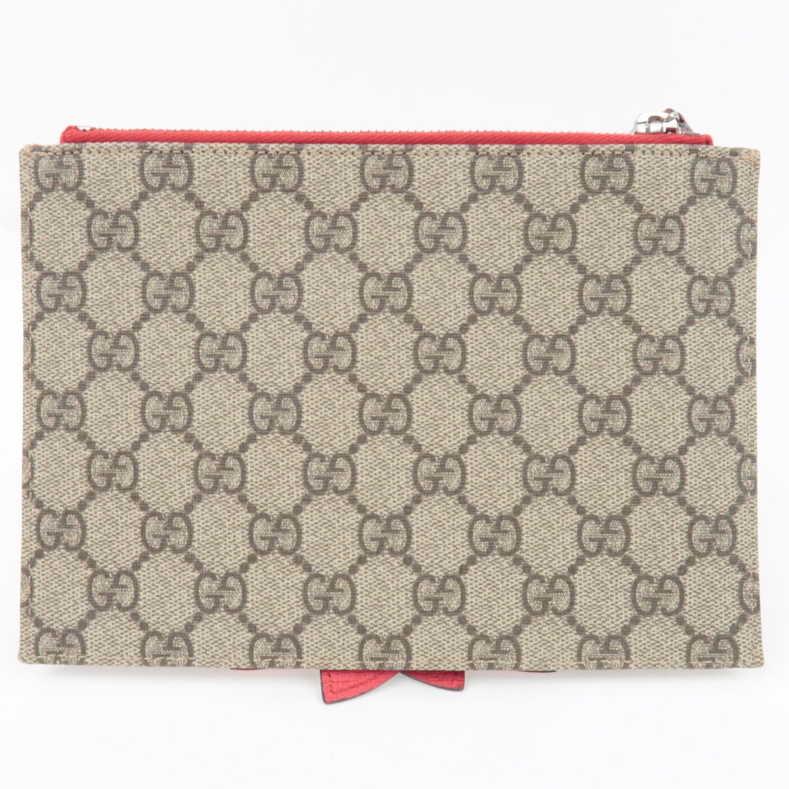 GUCCI Children's Bow Pouch GG Supreme Leather Beige Multicolor 457233