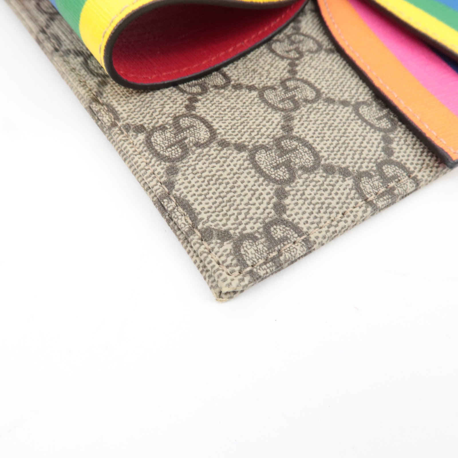 GUCCI Children's Bow Pouch GG Supreme Leather Beige Multicolor 457233