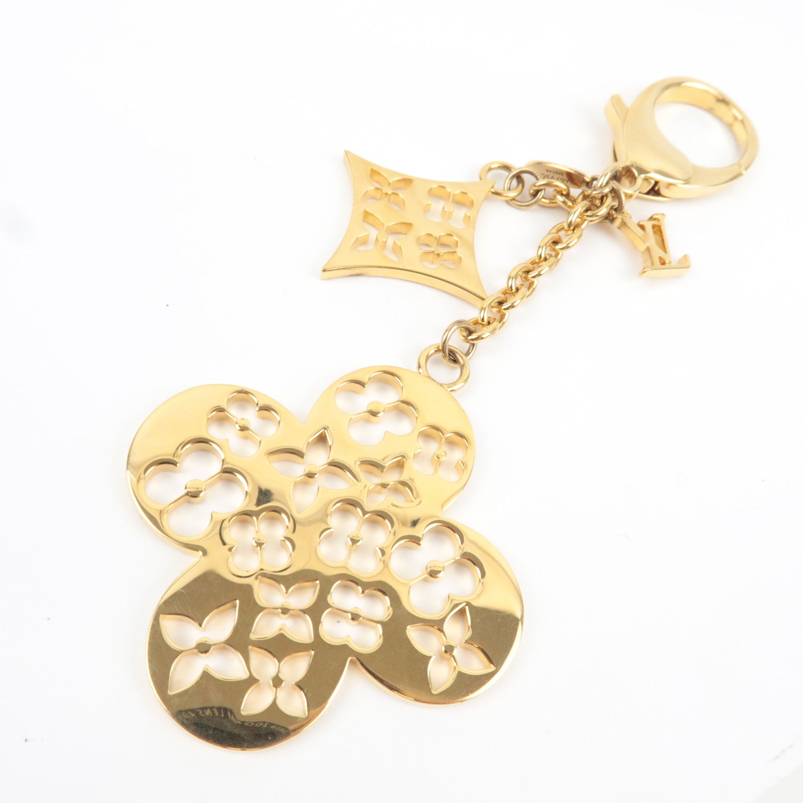 Louis Vuitton Ivy Flower Bag Charm Metal Gold M67930 EA0144