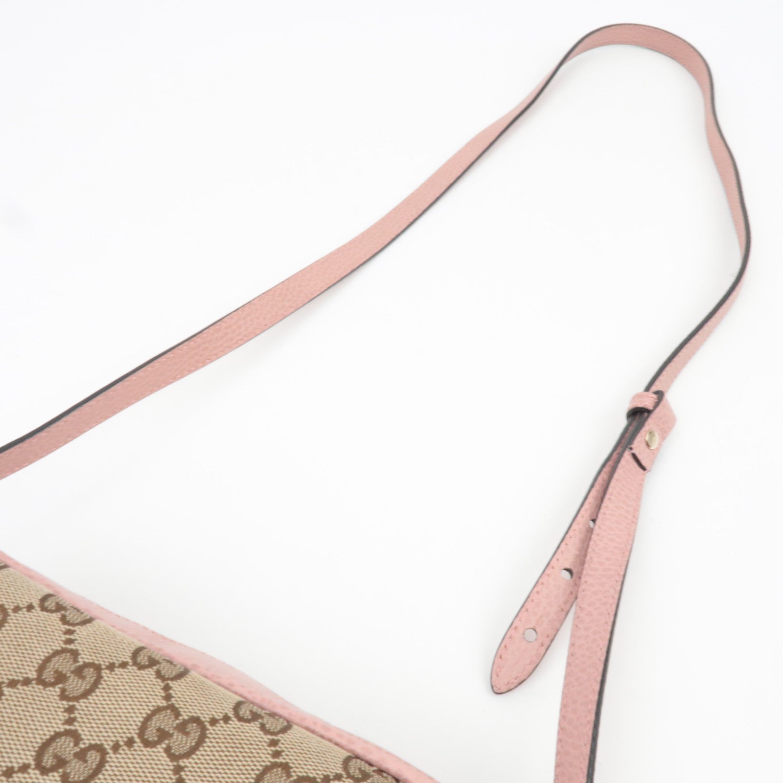 GUCCI Shoulder Bag GG Canvas Leather Beige Pink 449413